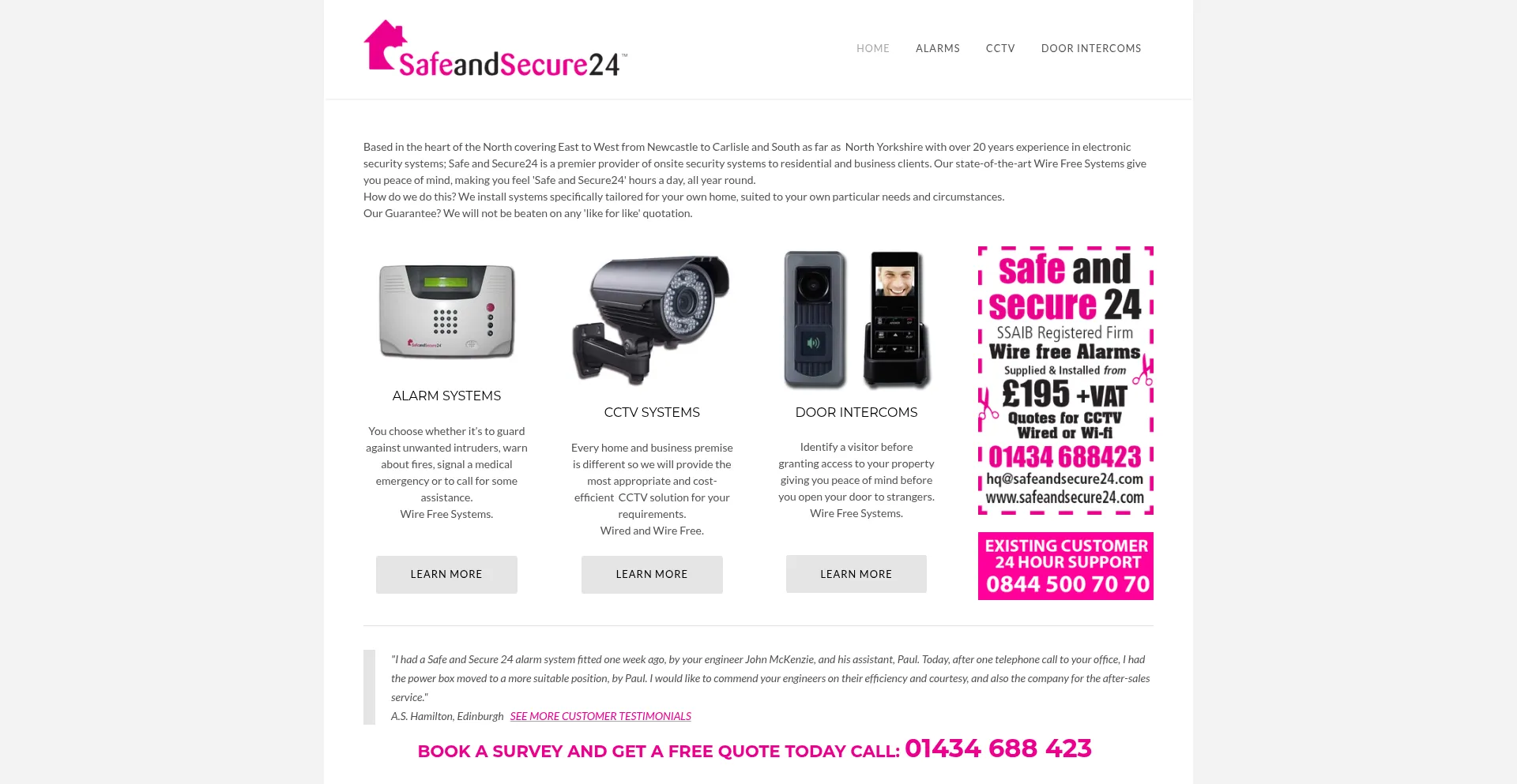 Website screenshot of Safeandsecure24.com