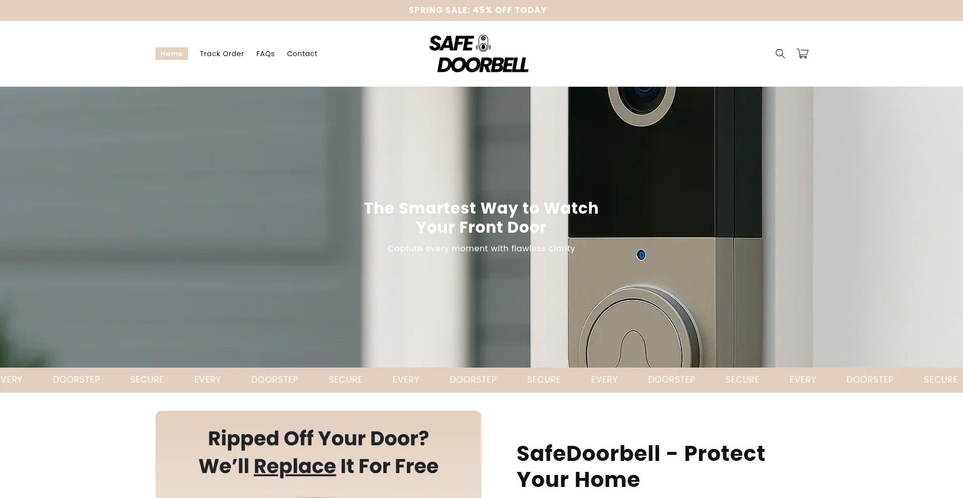 Website screenshot of Safedoorbells.com
