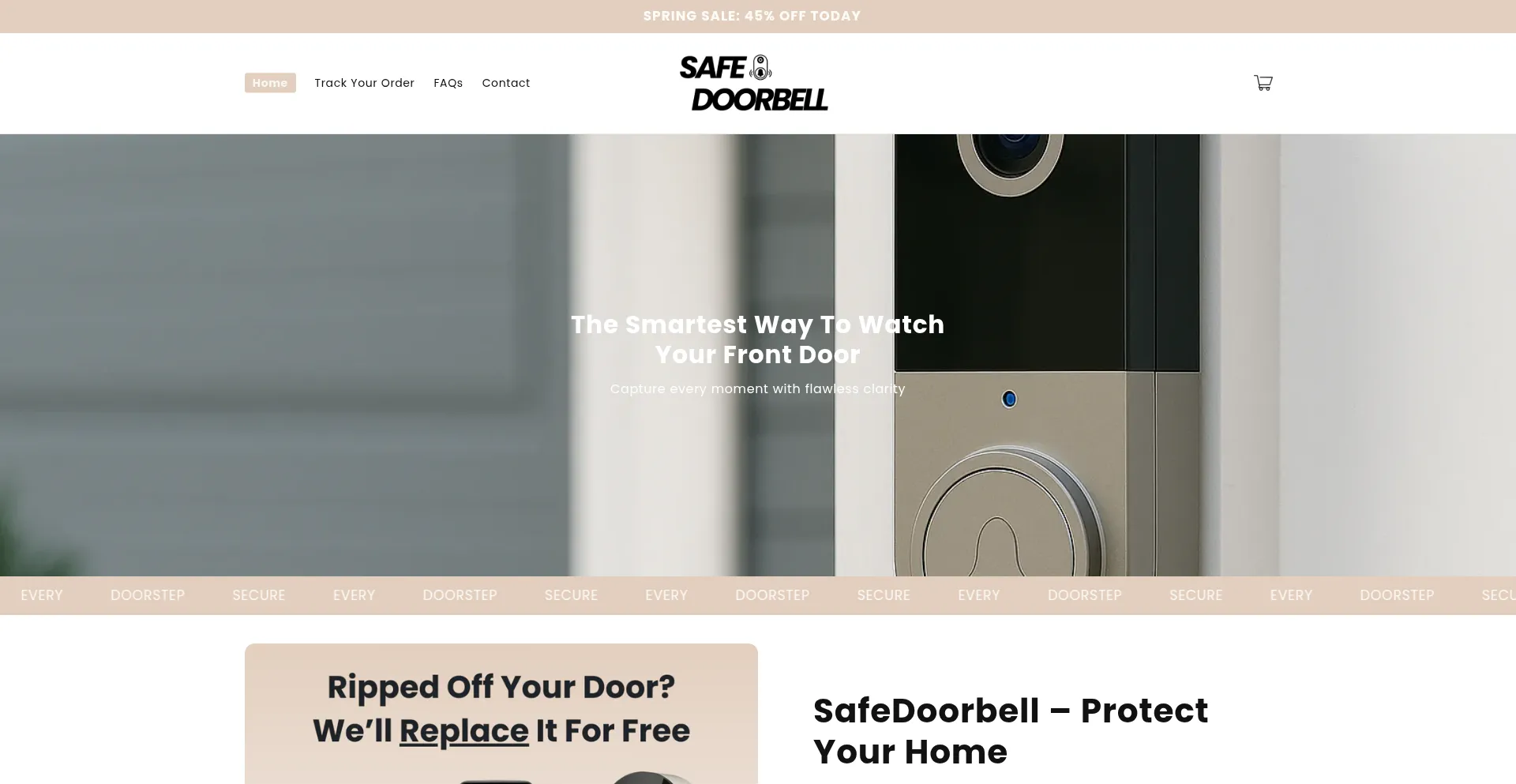Website screenshot of Safedoorbellusa.com
