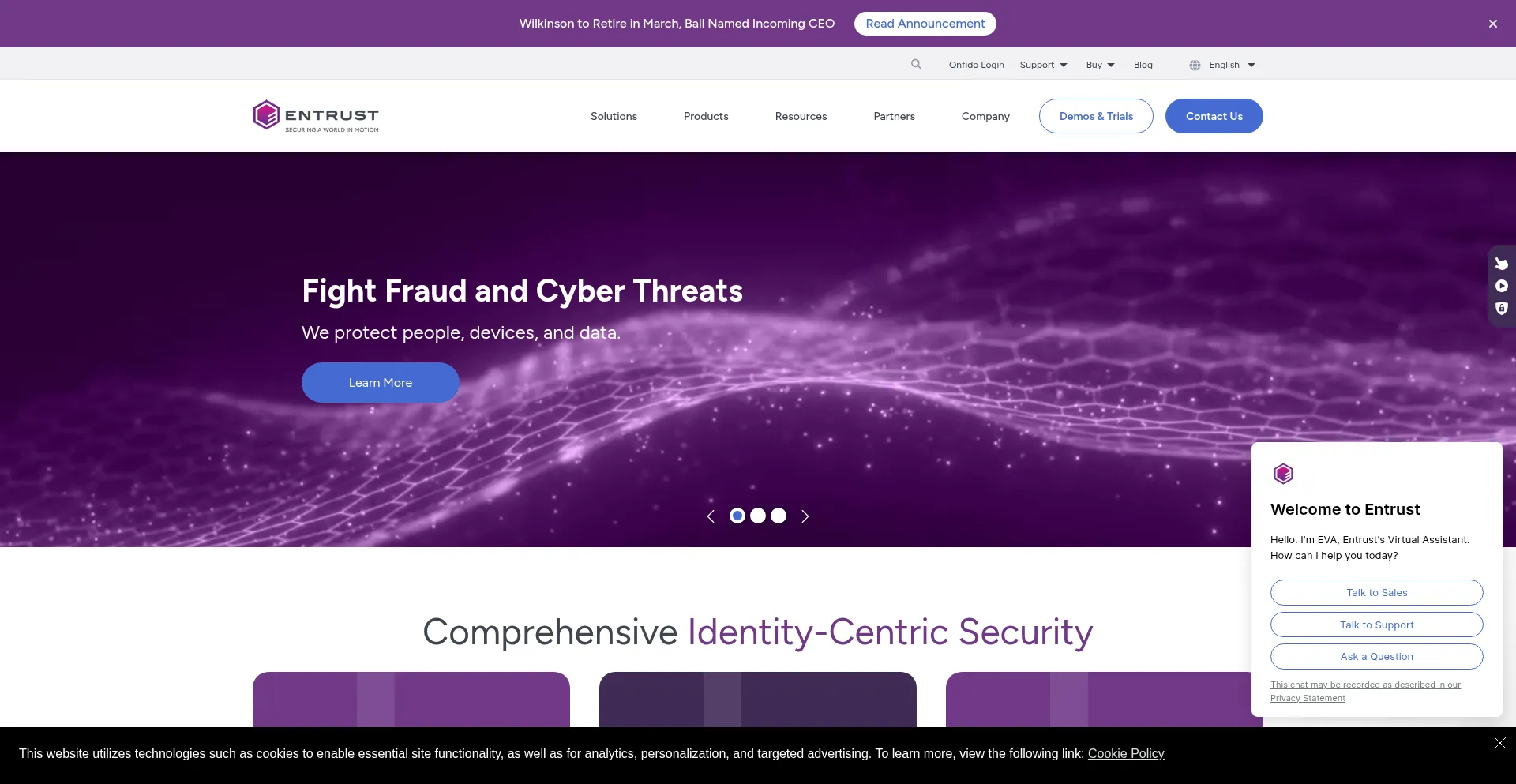 Website screenshot of Safelayer.com