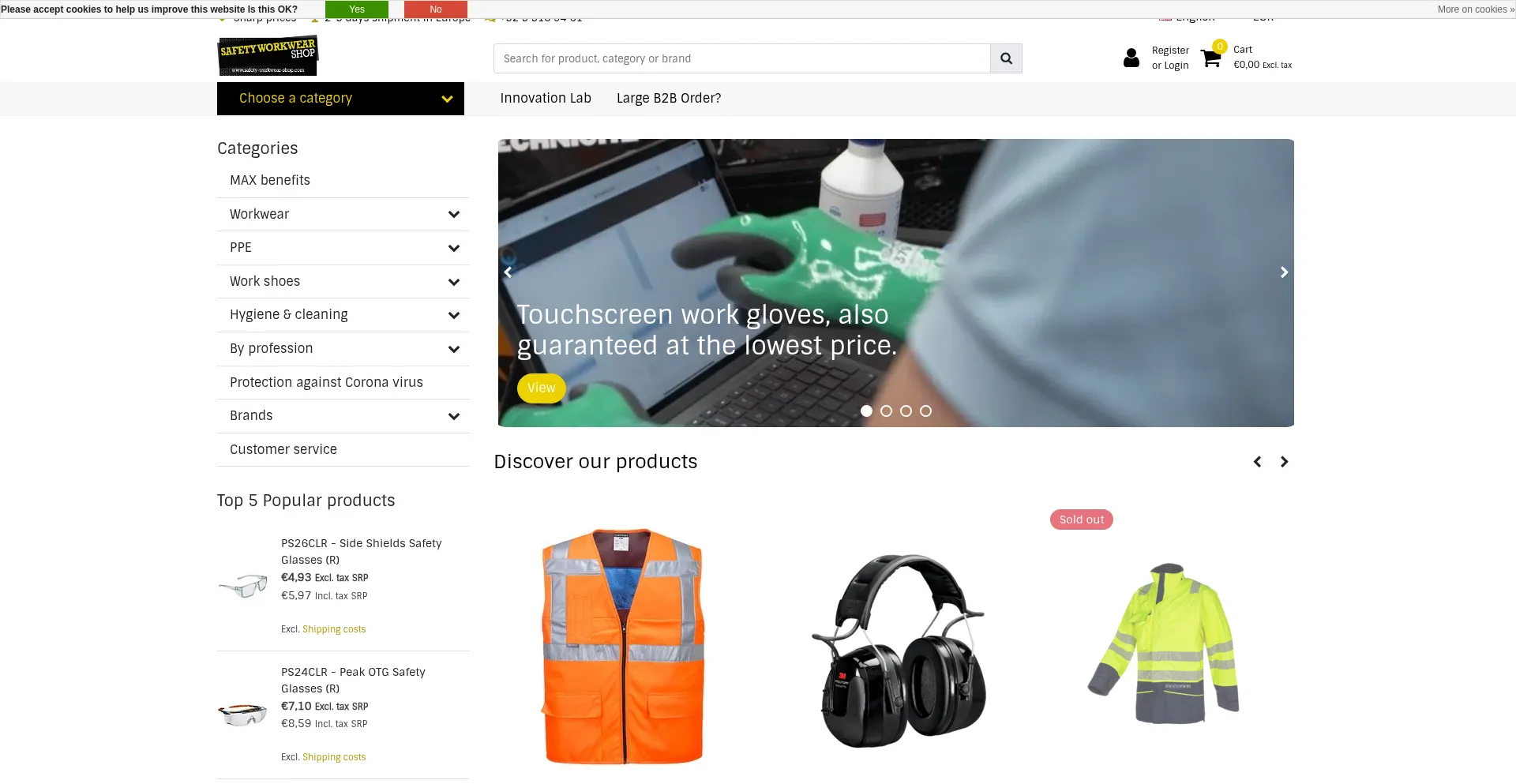 Website screenshot of Safety-workwear-shop.com