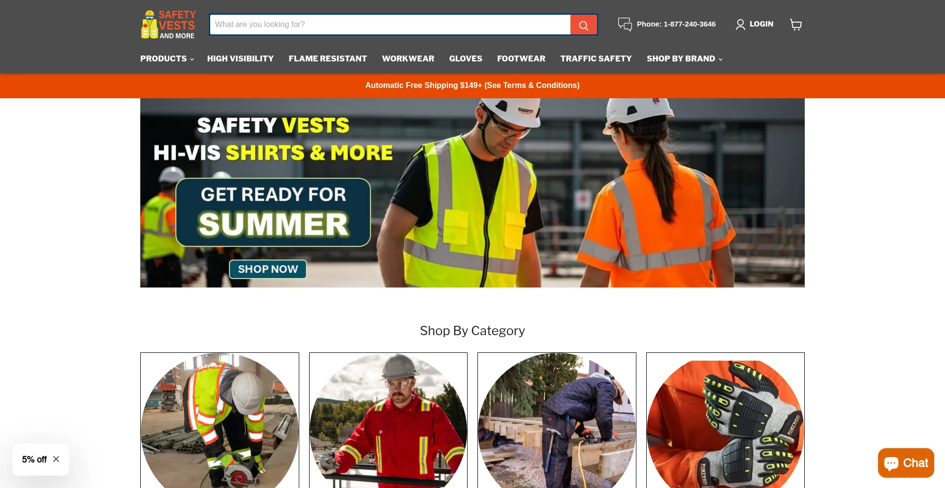 Website screenshot of Safetyvestsandmore.ca