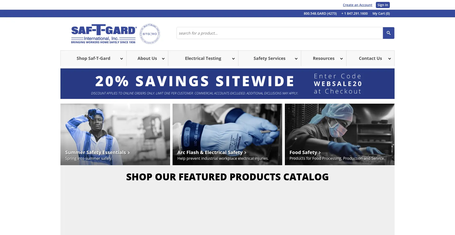 Website screenshot of Saftgard.com