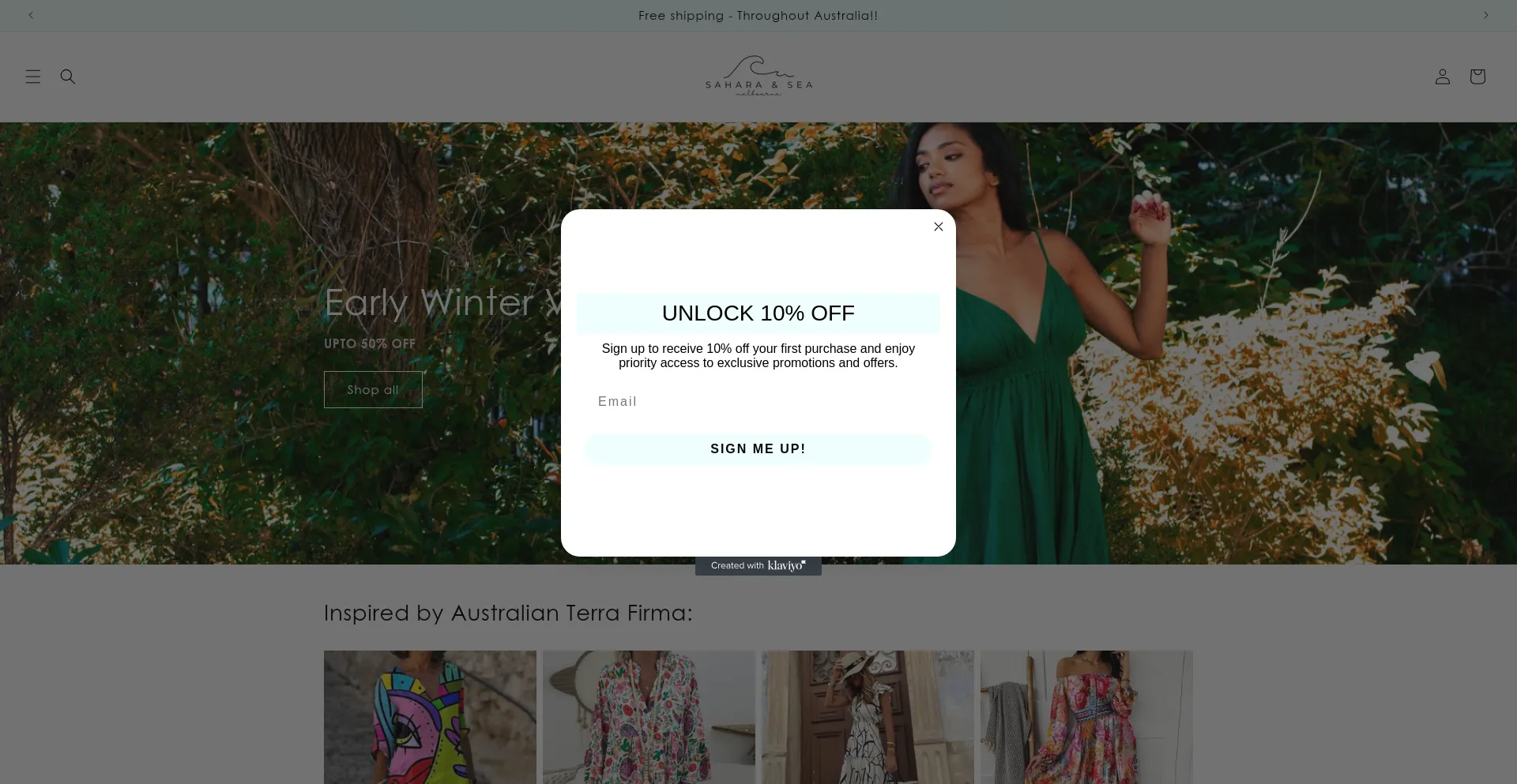 Website screenshot of Saharaandsea.au