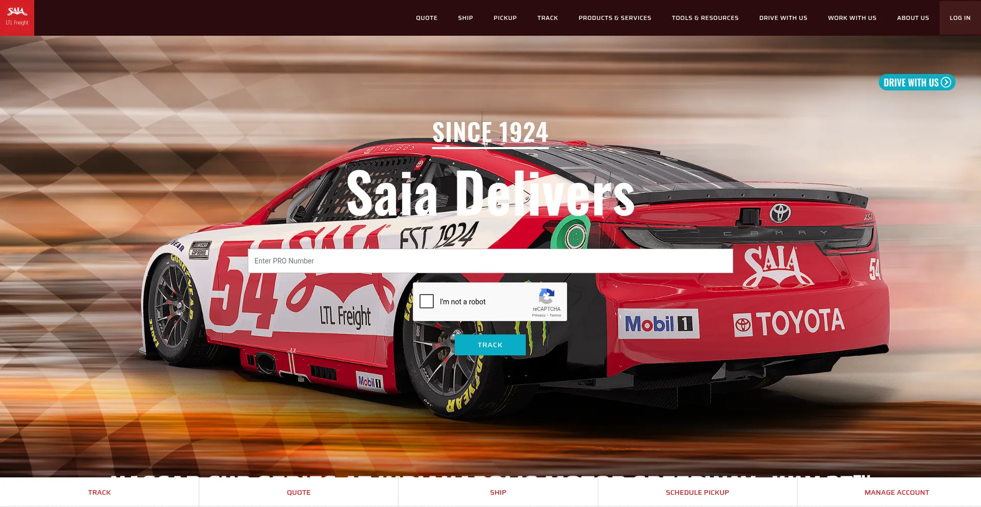 Website screenshot of Saia.com