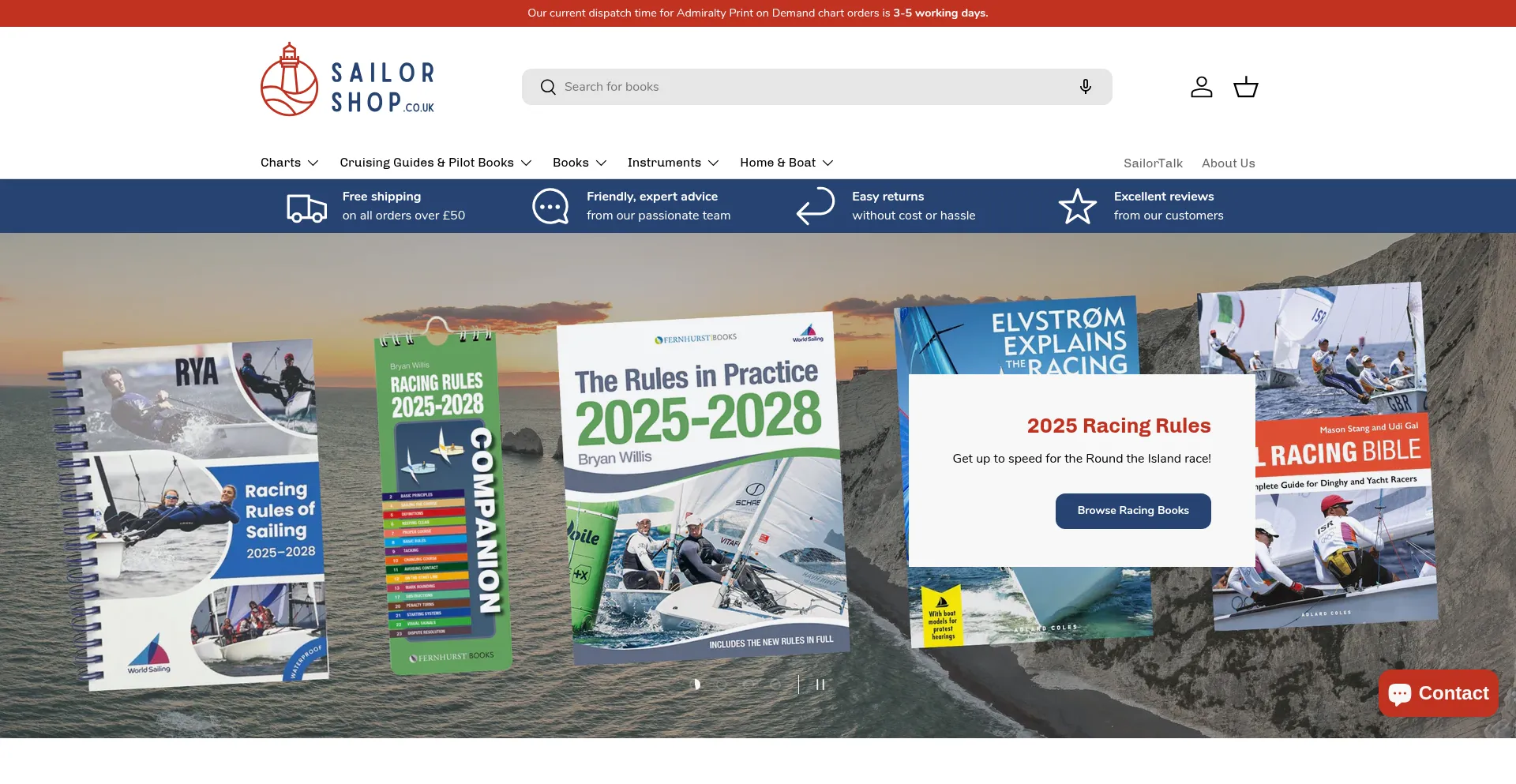 Website screenshot of Sailorshop.co.uk