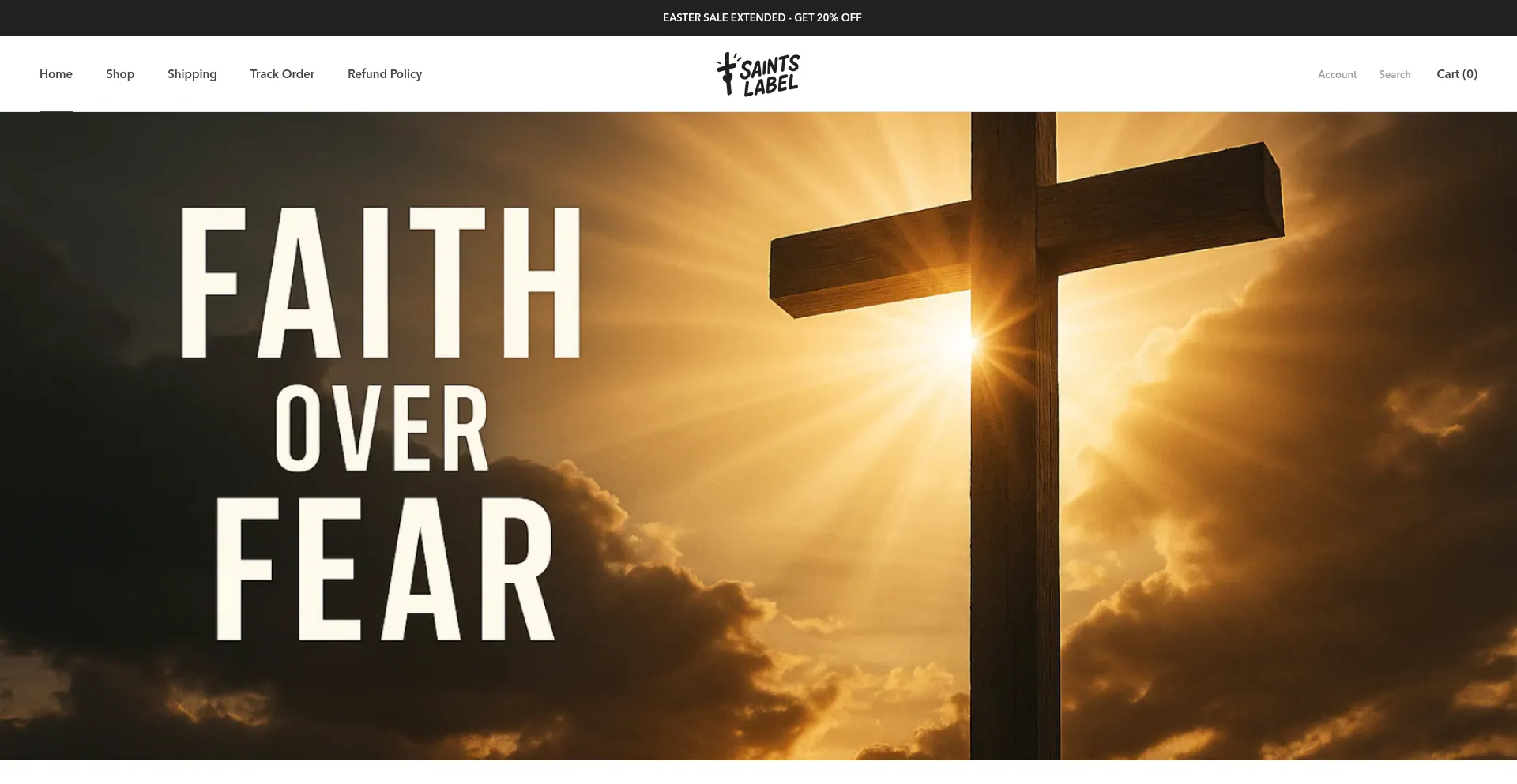 Website screenshot of Saintslabel.com