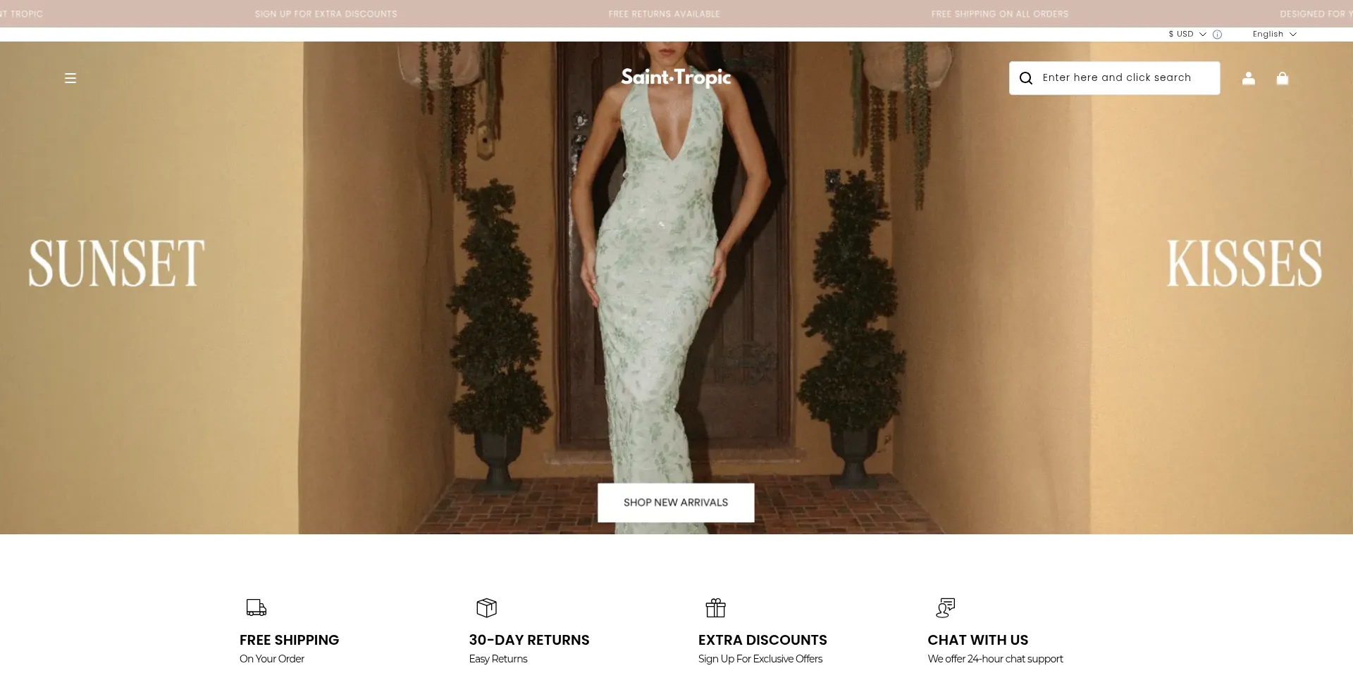 Website screenshot of Sainttropic.com