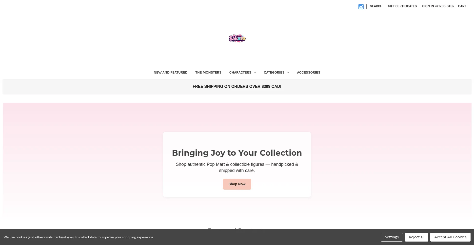 Website screenshot of Sakuroshop.com