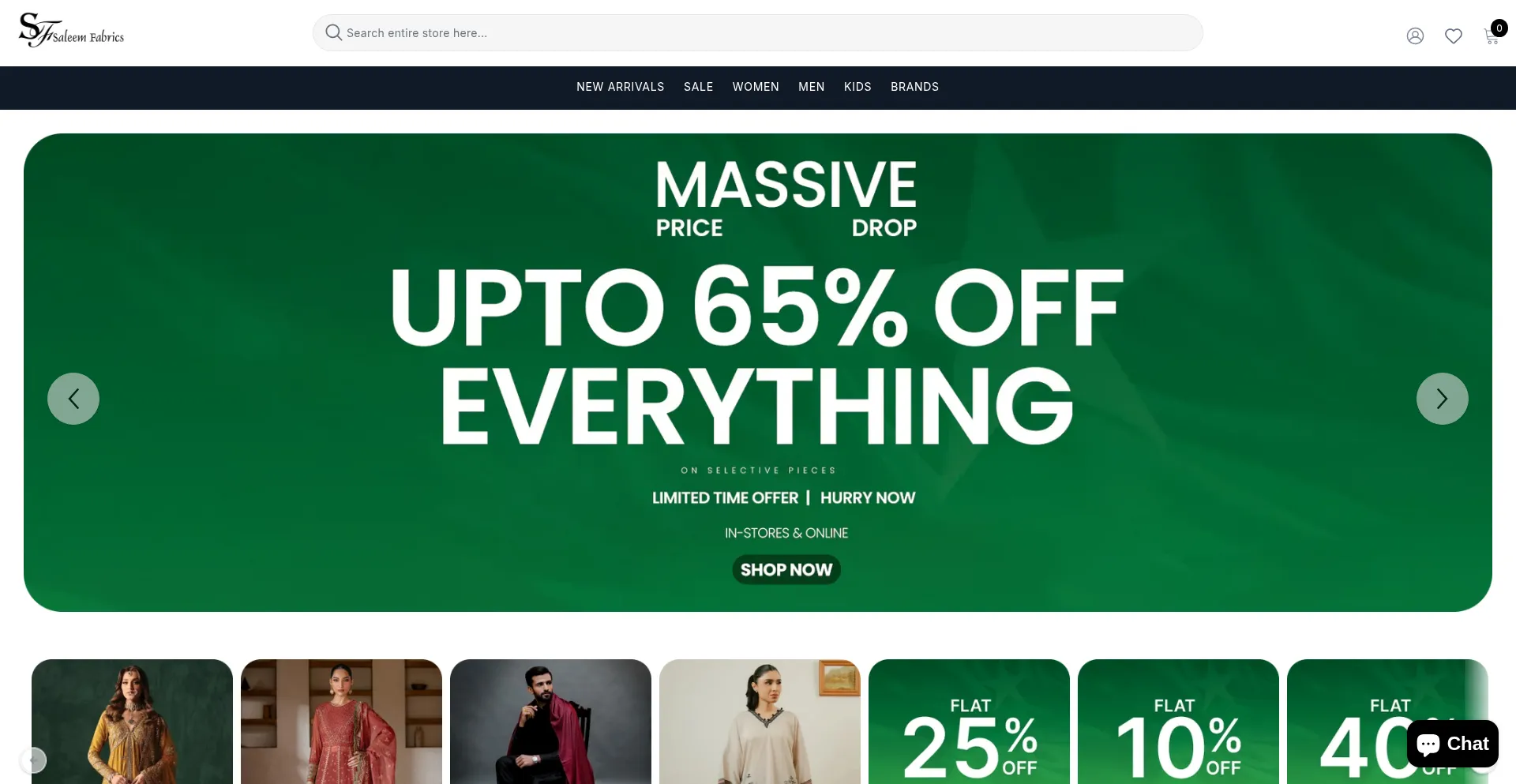 Website screenshot of Saleemfabrics.pk