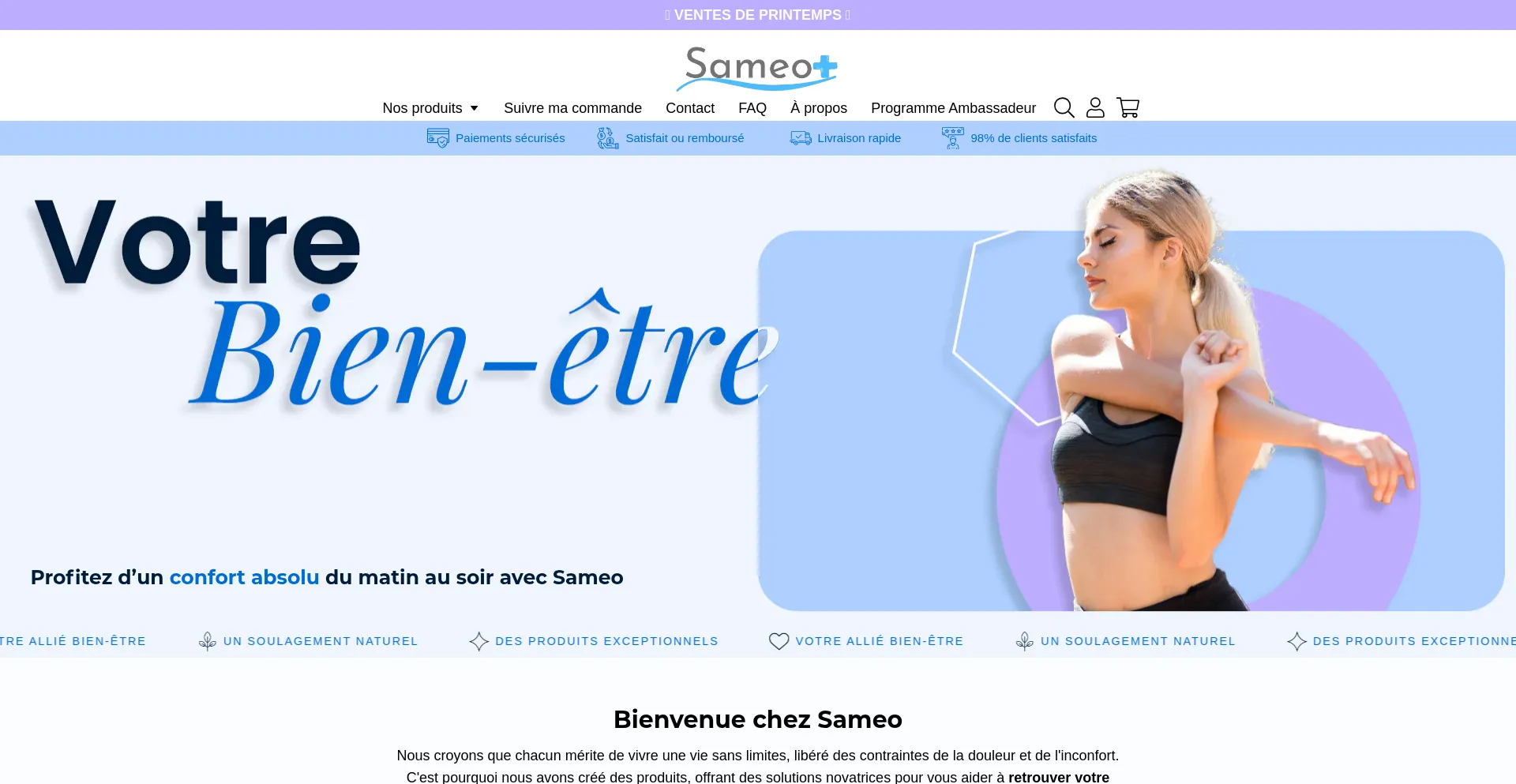 Website screenshot of Sameo.fr