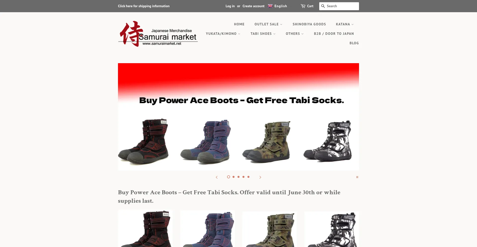 Website screenshot of Samuraimarket.net
