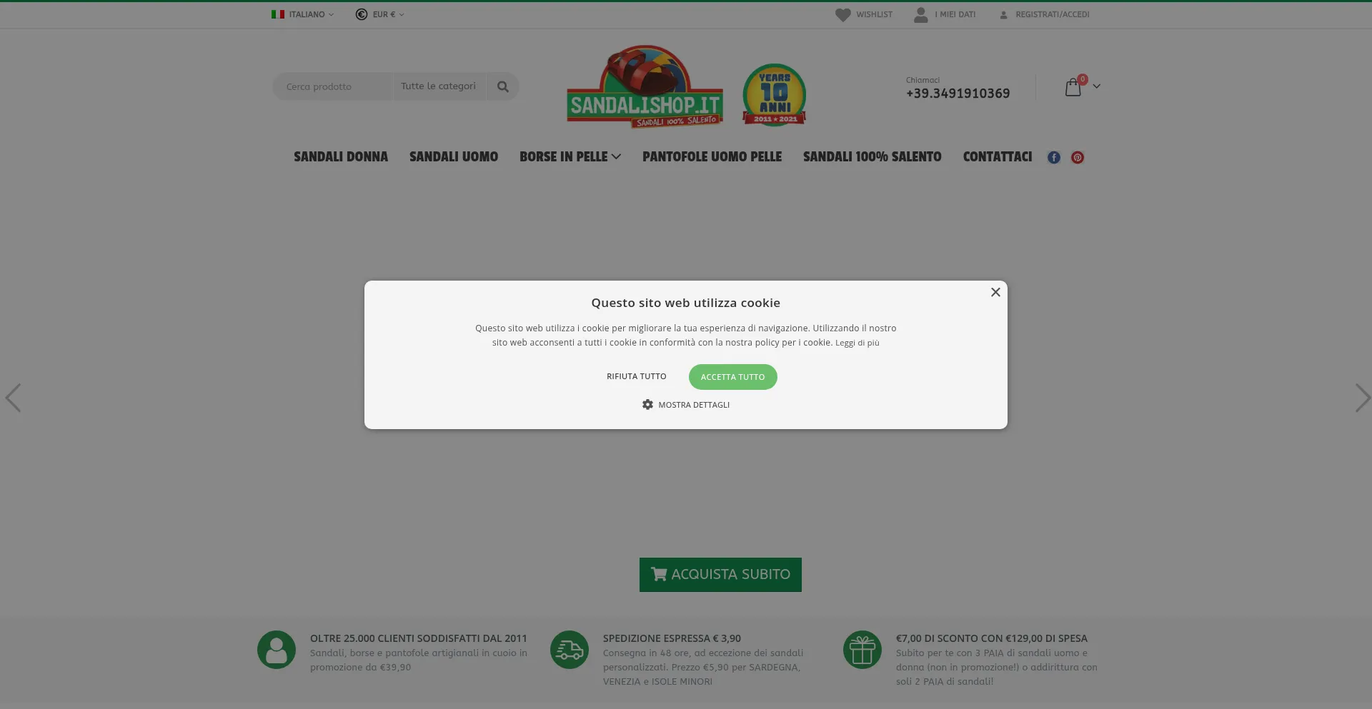 Website screenshot of Sandalishop.it