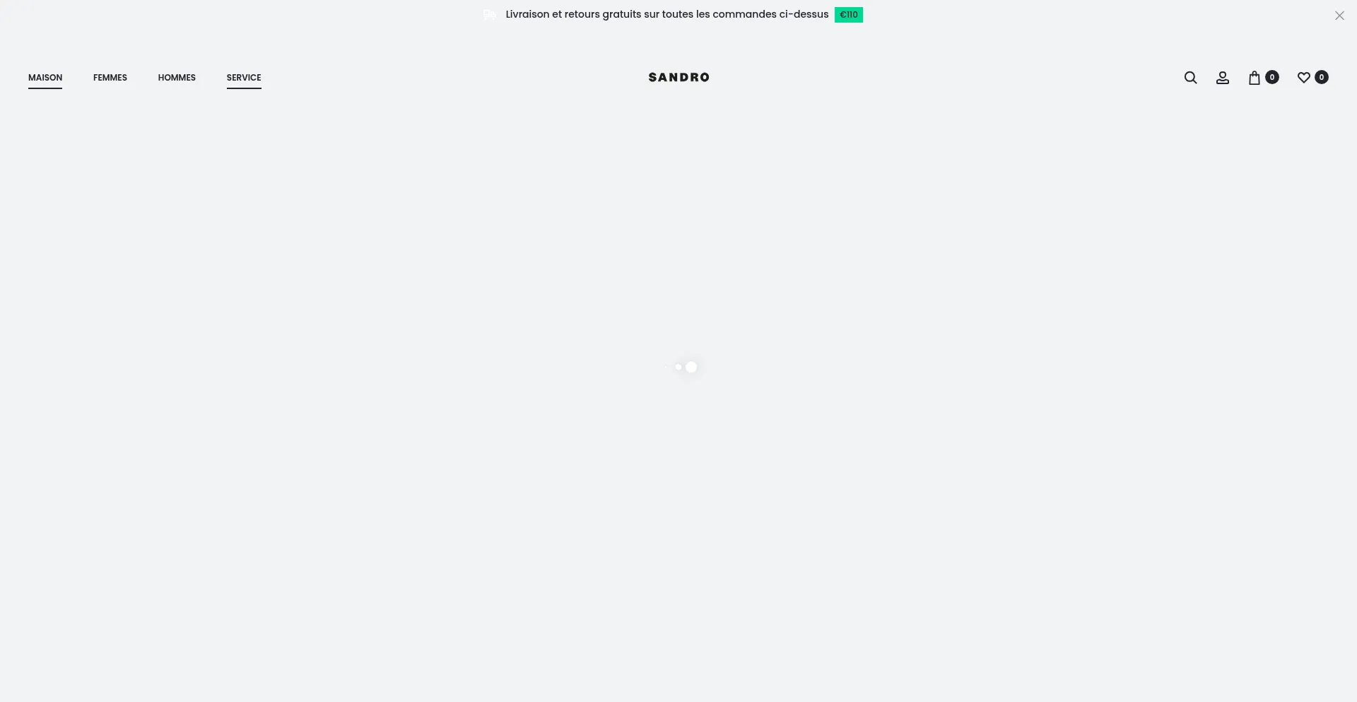 Website screenshot of Sandros.fr