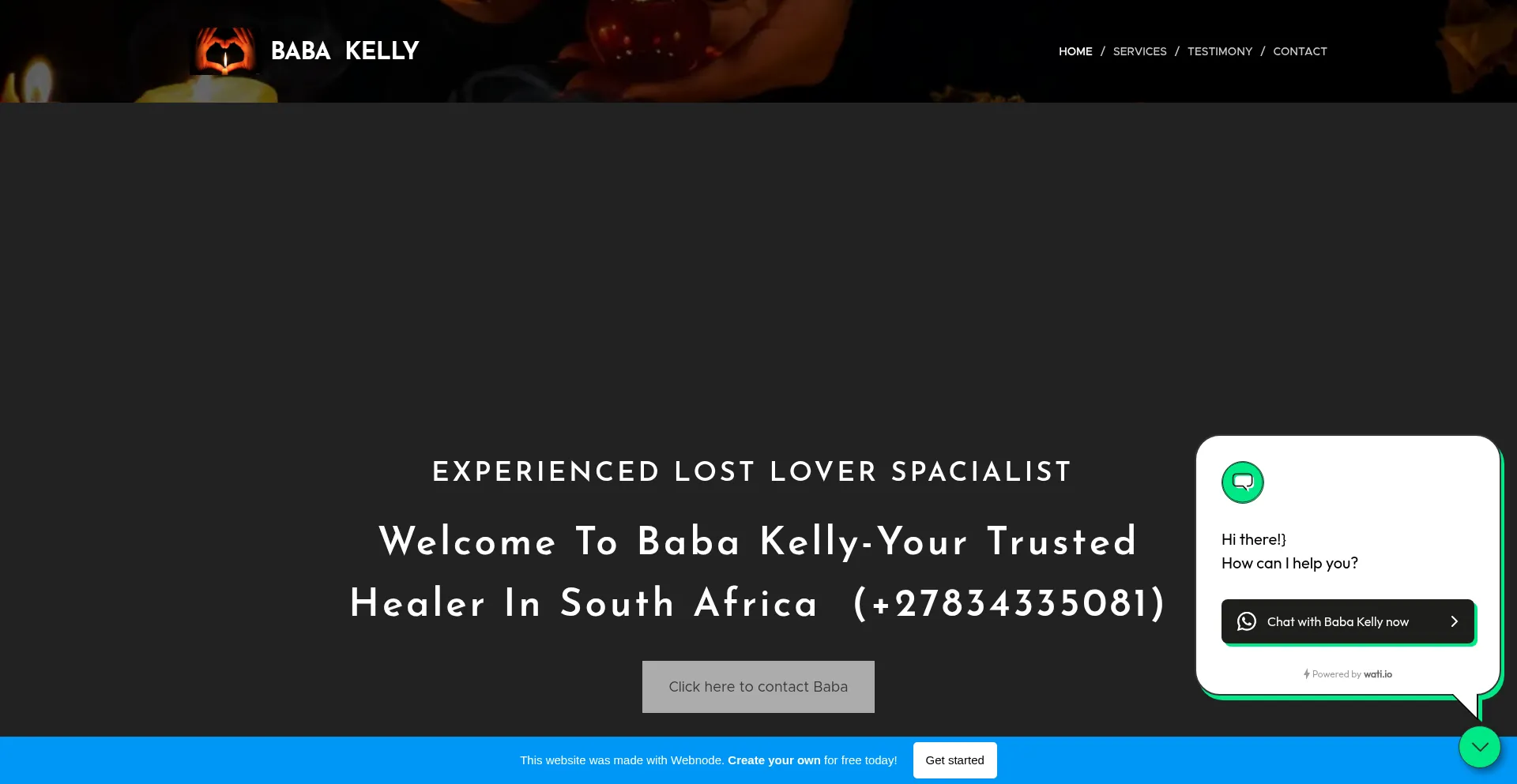 Website screenshot of Sangomaspells.webnode.page
