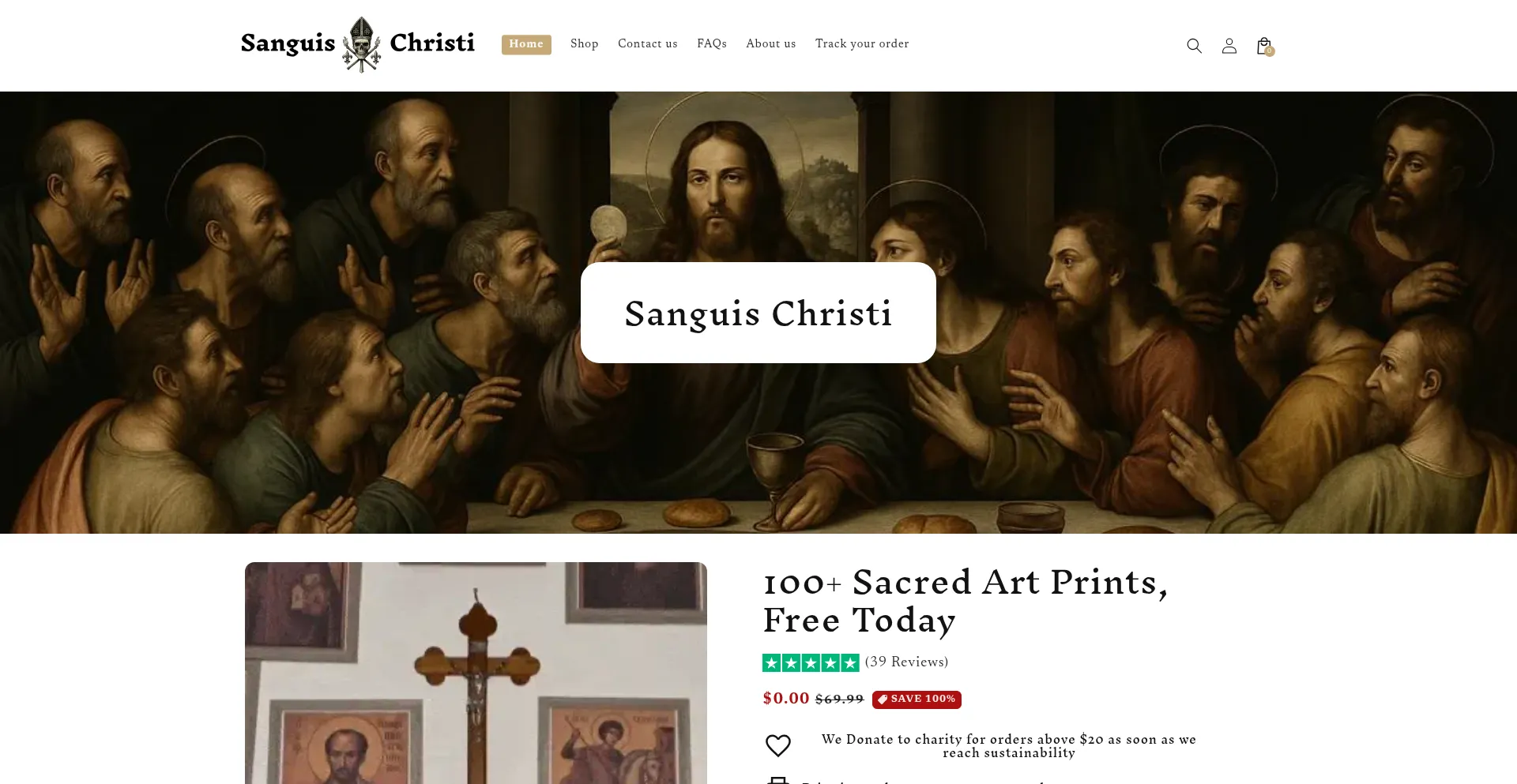 Website screenshot of Sanguischristi.shop