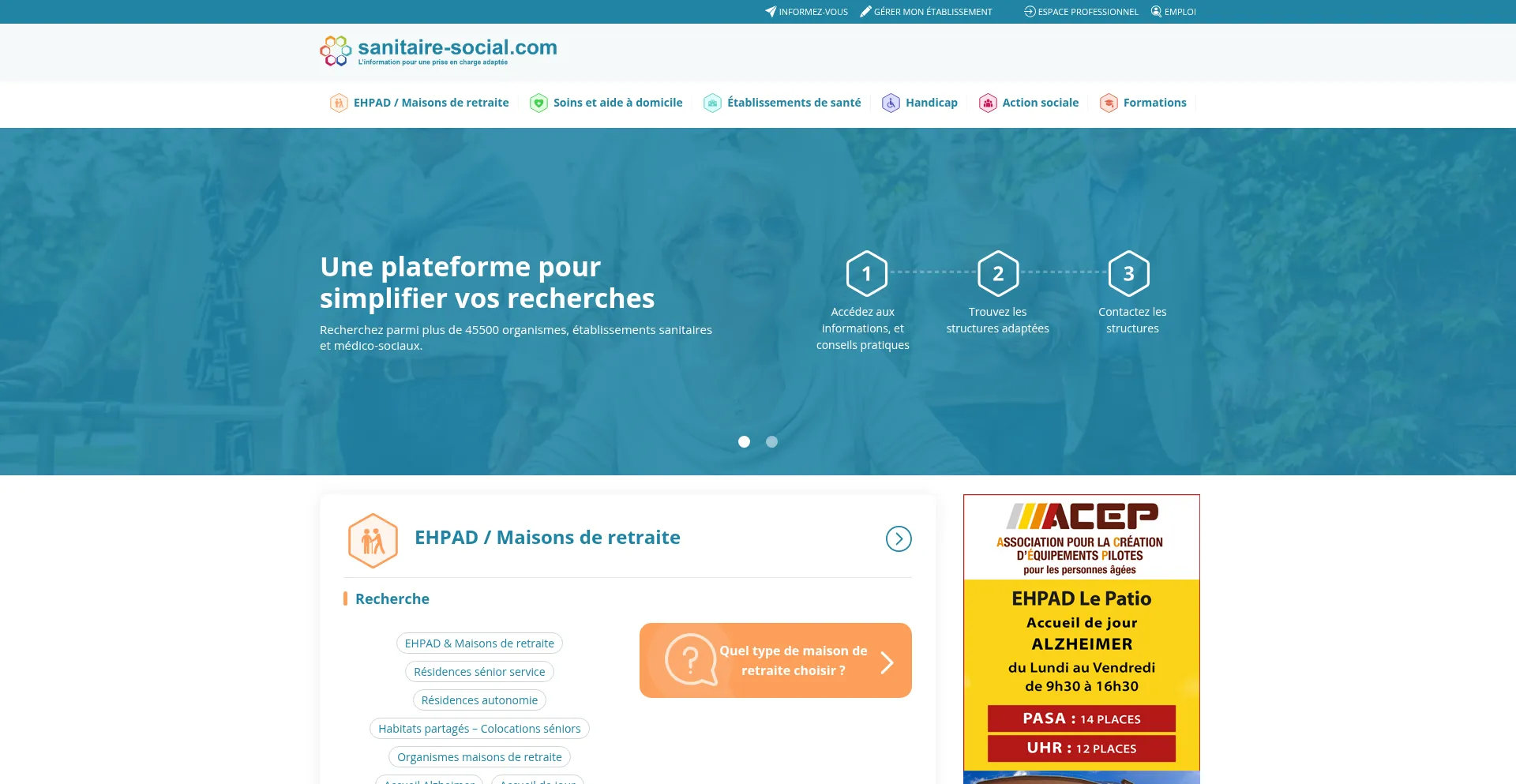 Website screenshot of Sanitaire-social.com