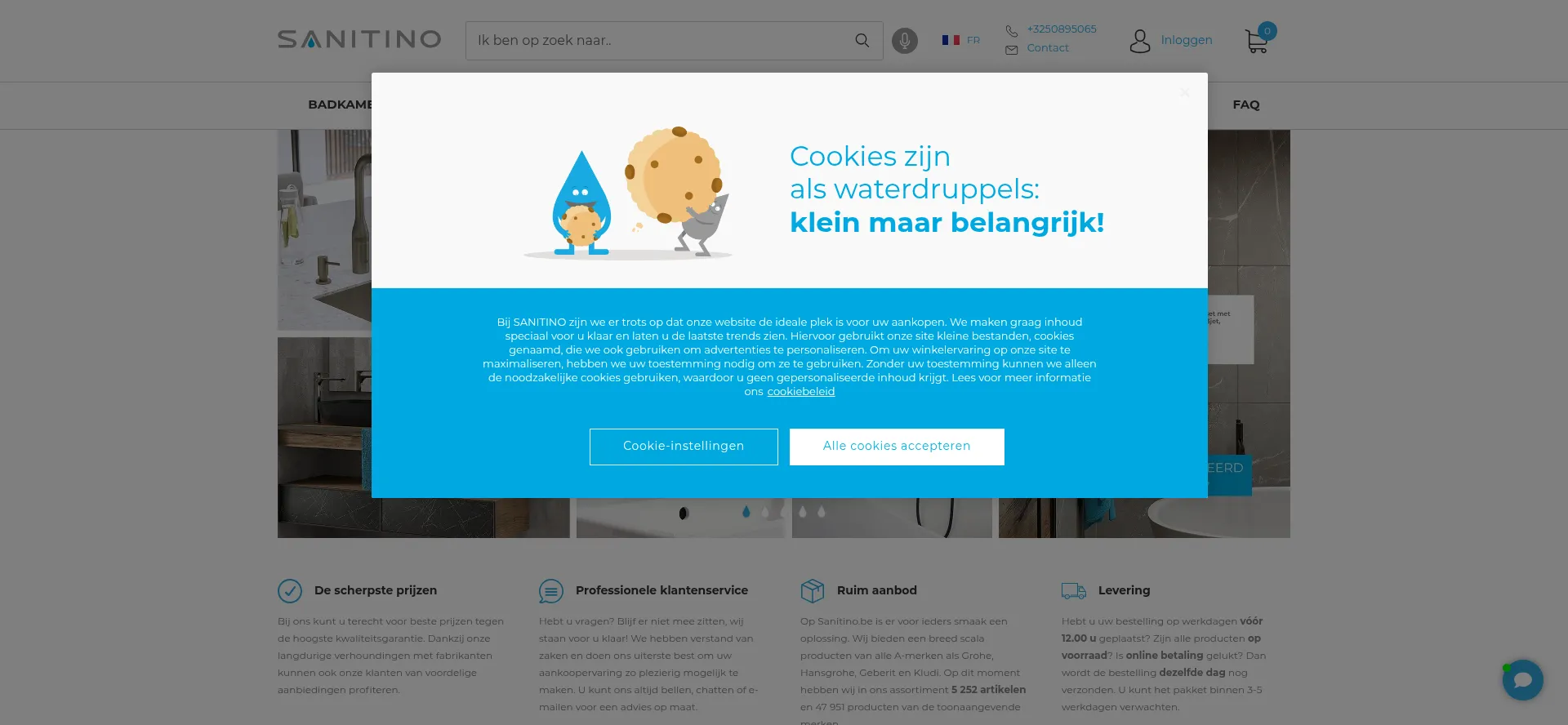 Website screenshot of Sanitino.be