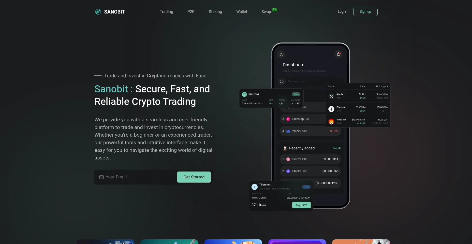 Website screenshot of Sanobit.com