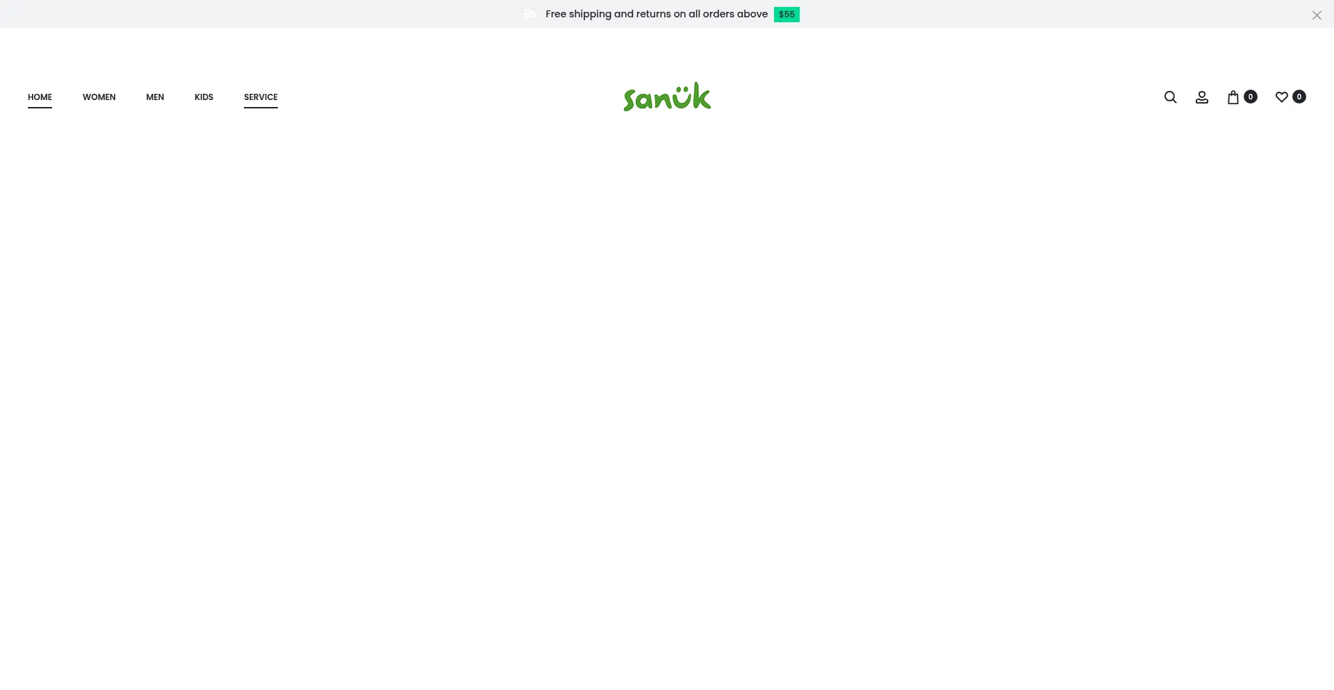 Website screenshot of Sanuks.us