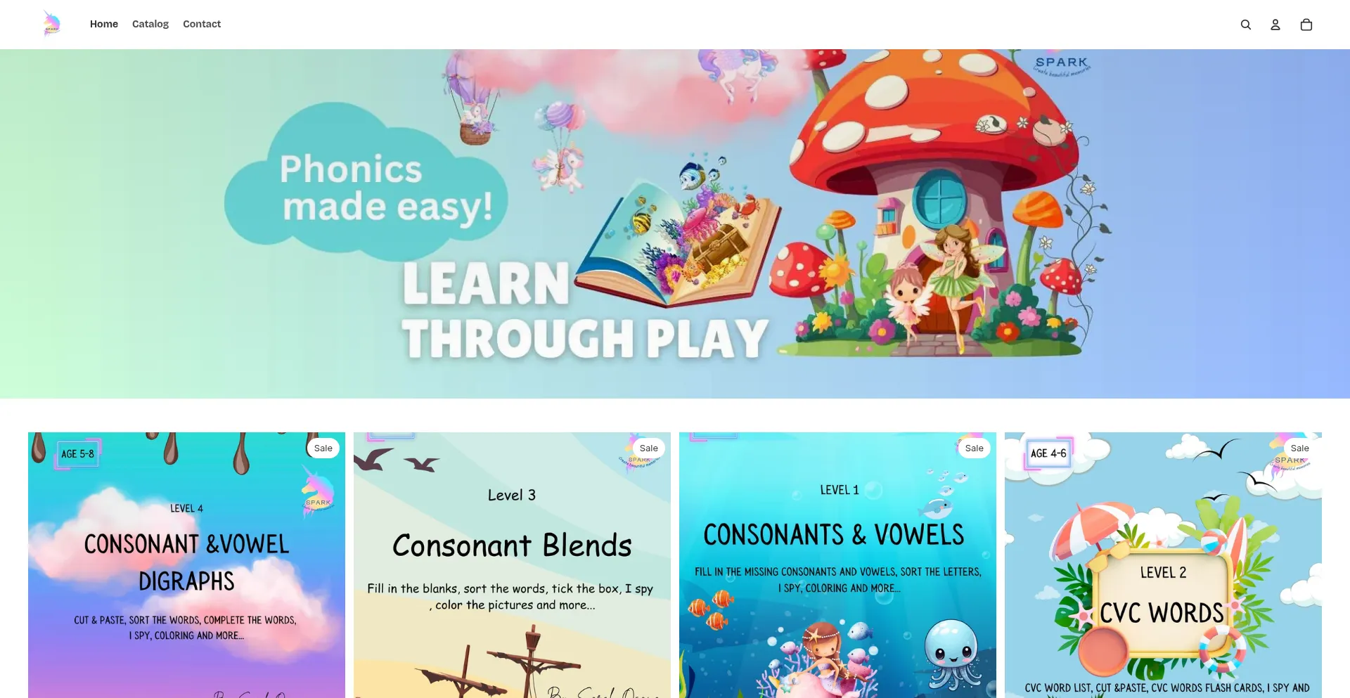 Website screenshot of Sarah-spark.com