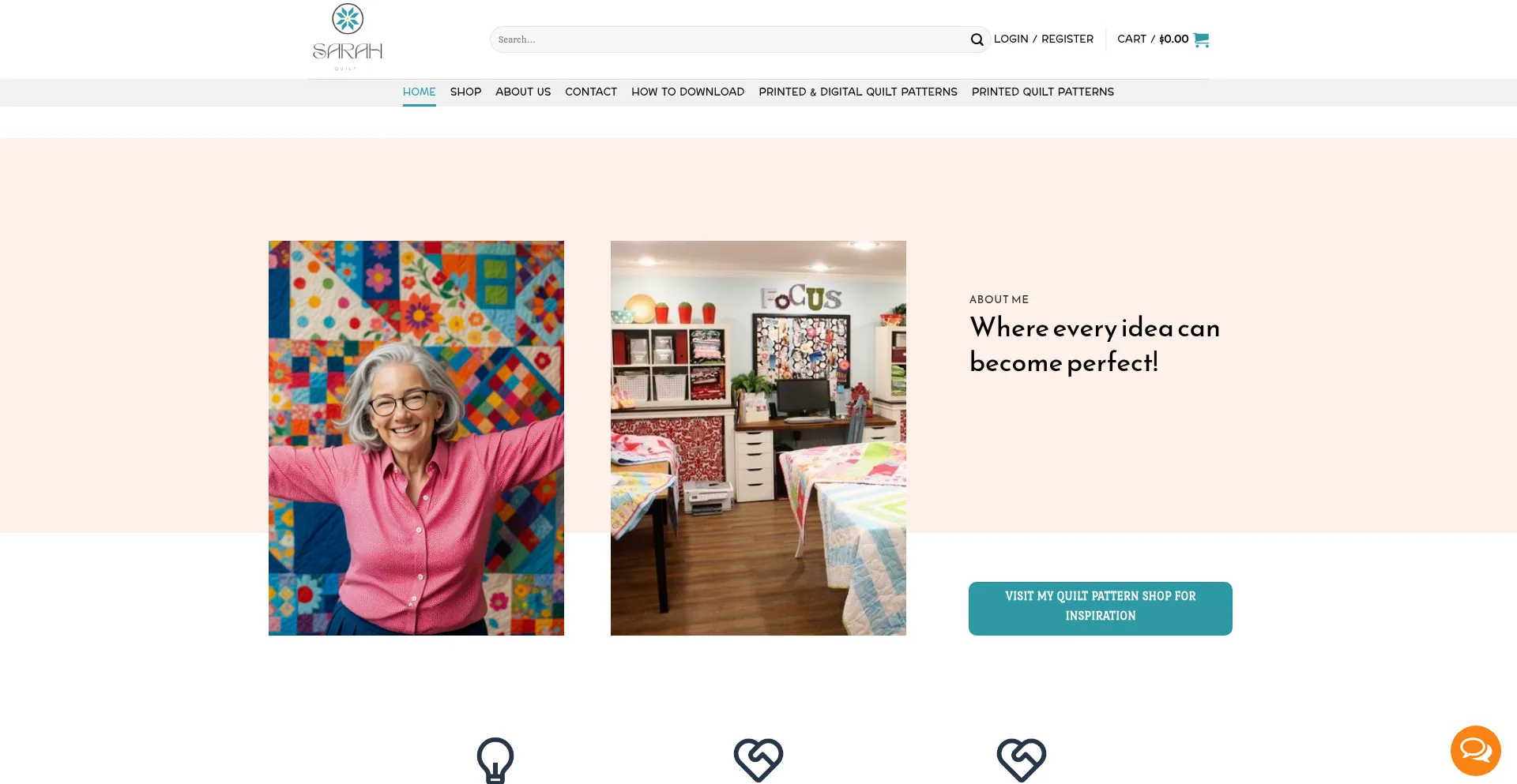 Website screenshot of Sarahquilt.com