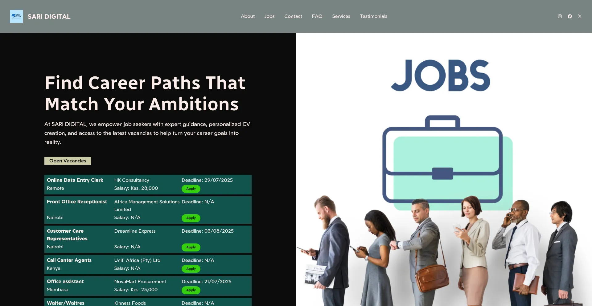 Website screenshot of Saridigitals.com