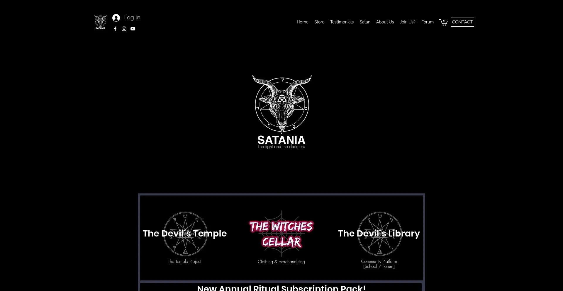 Website screenshot of Sataniastore.com