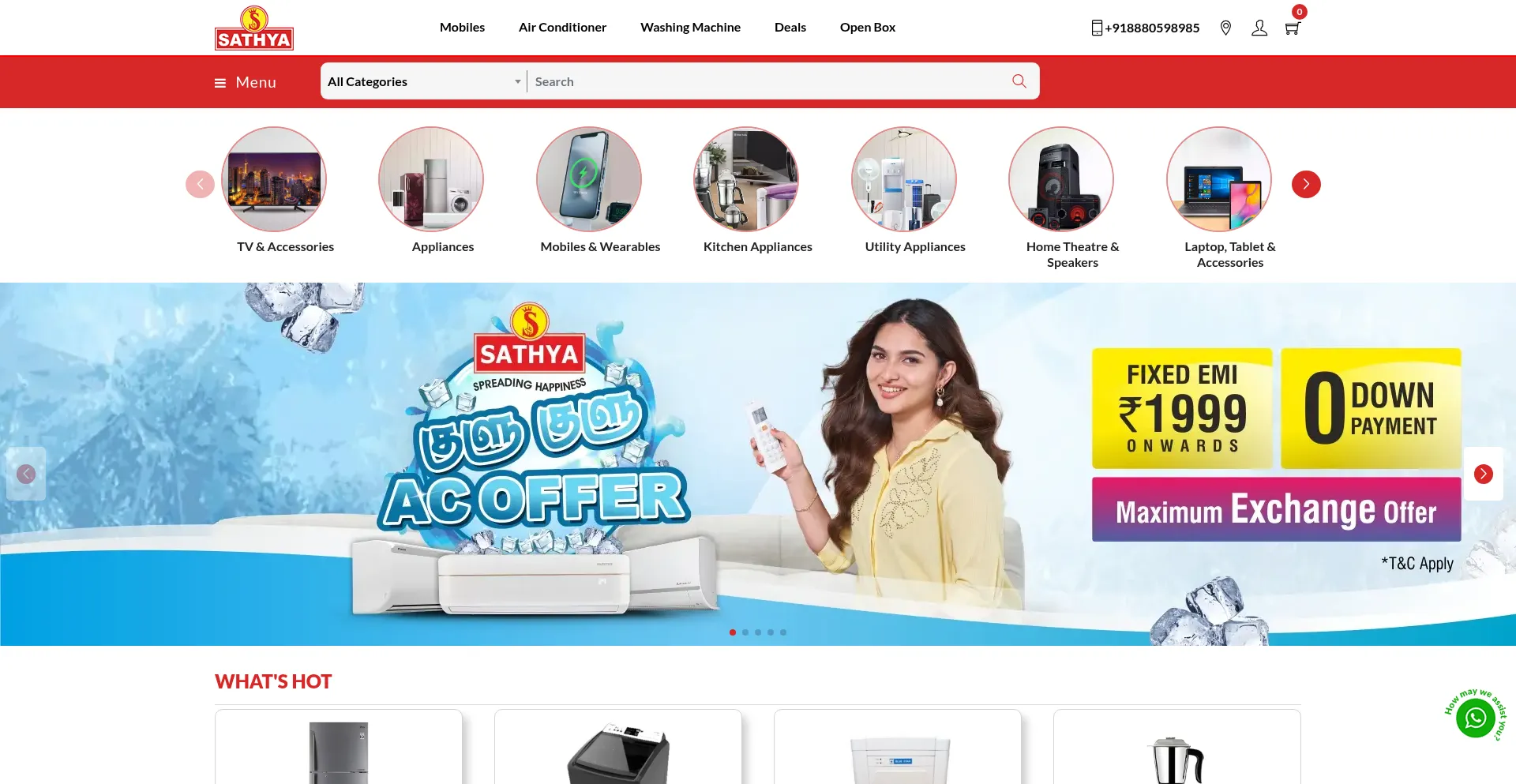 Website screenshot of Sathya.store