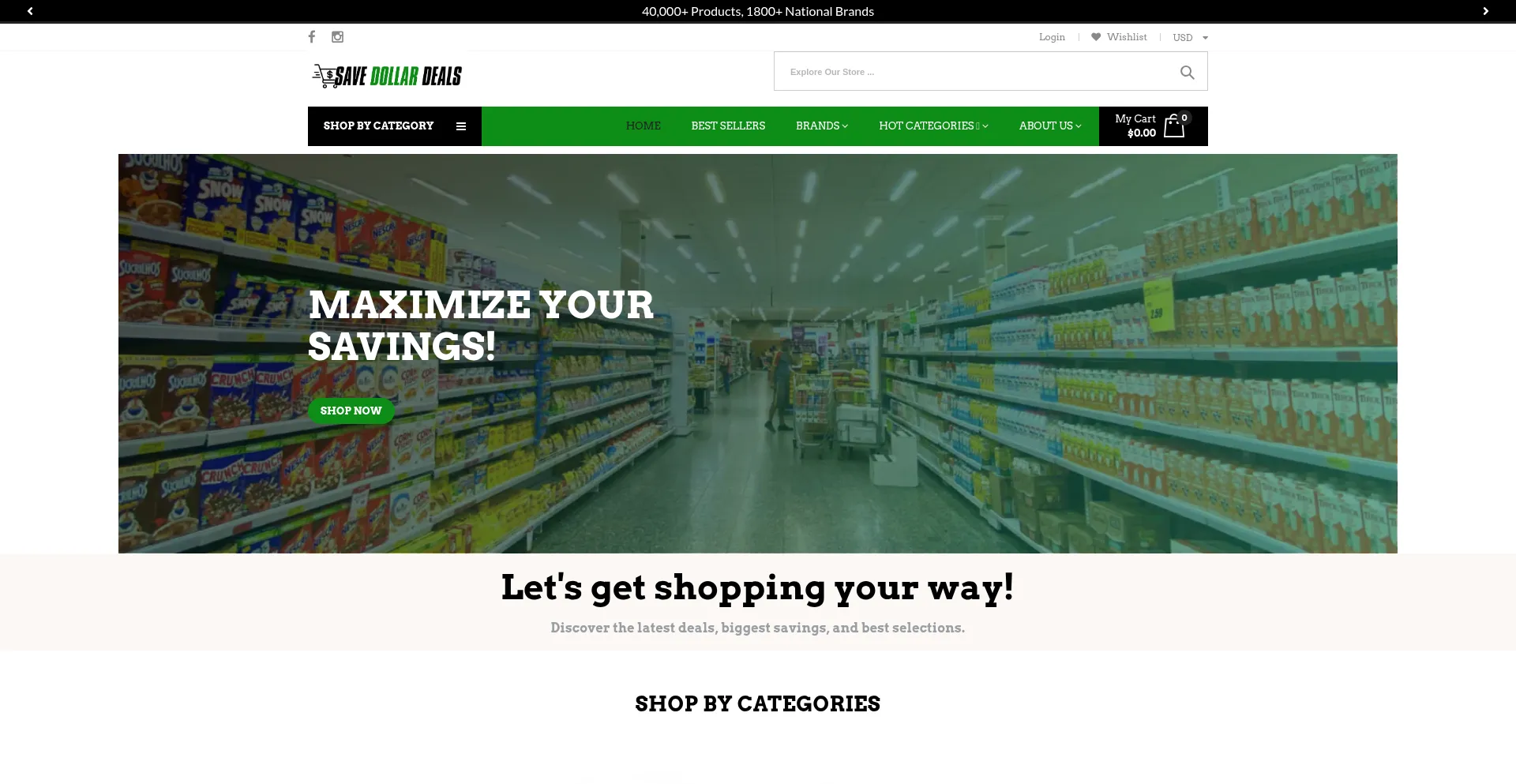 Website screenshot of Savedollardeals.com