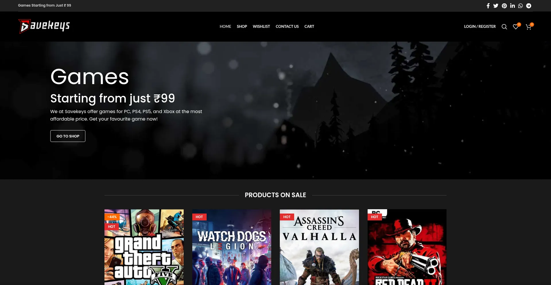 Website screenshot of Savekeys.net