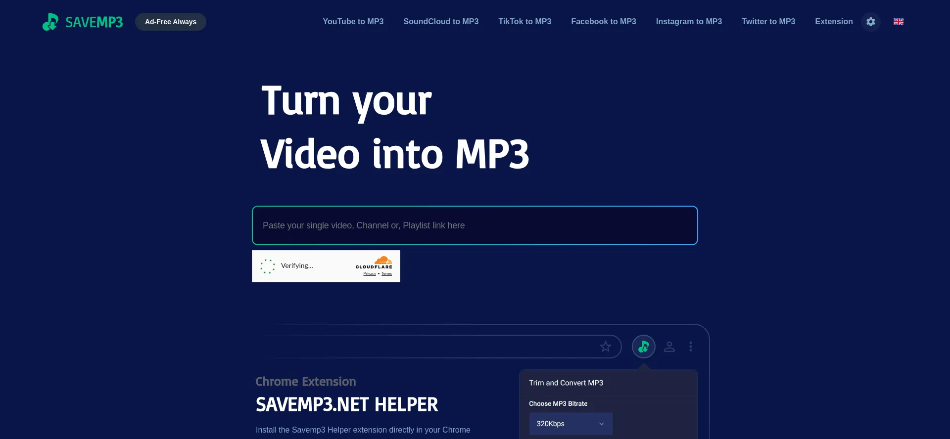 Website screenshot of Savemp3.net