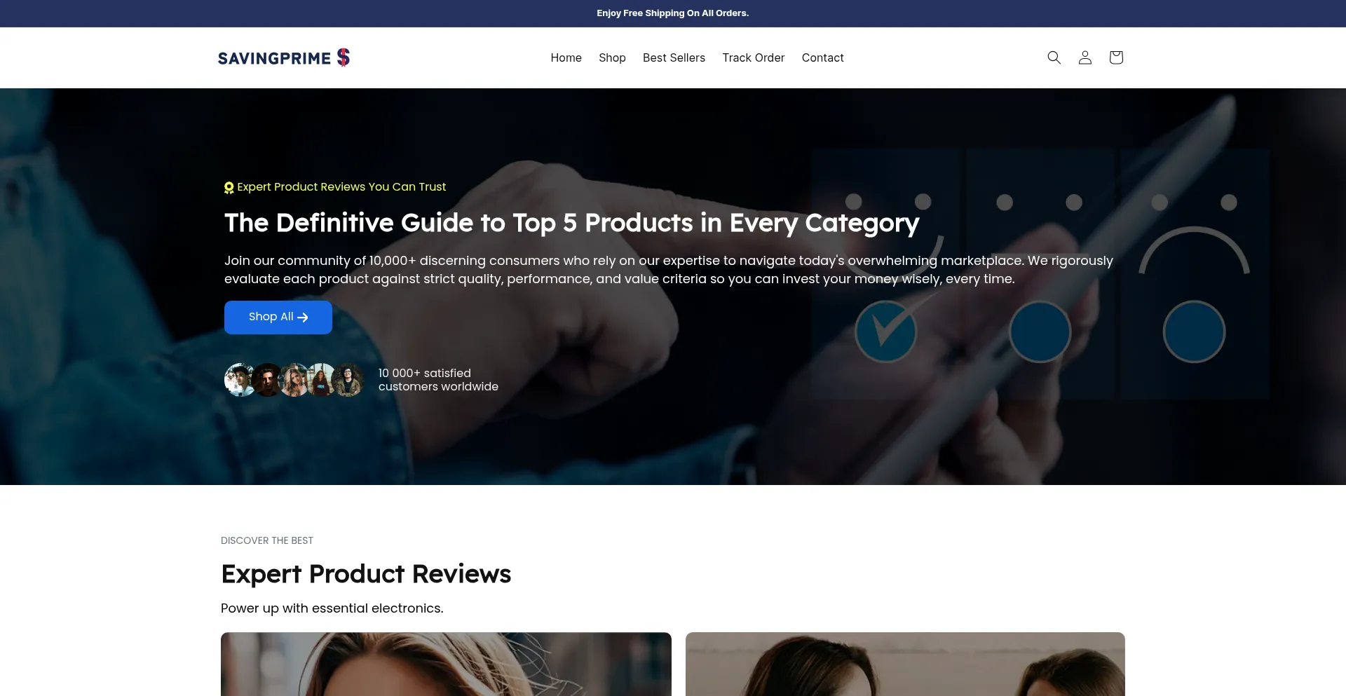 Website screenshot of Savingprime.com