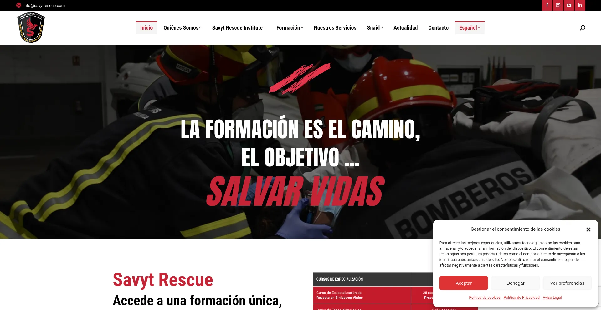 Website screenshot of Savytrescue.com