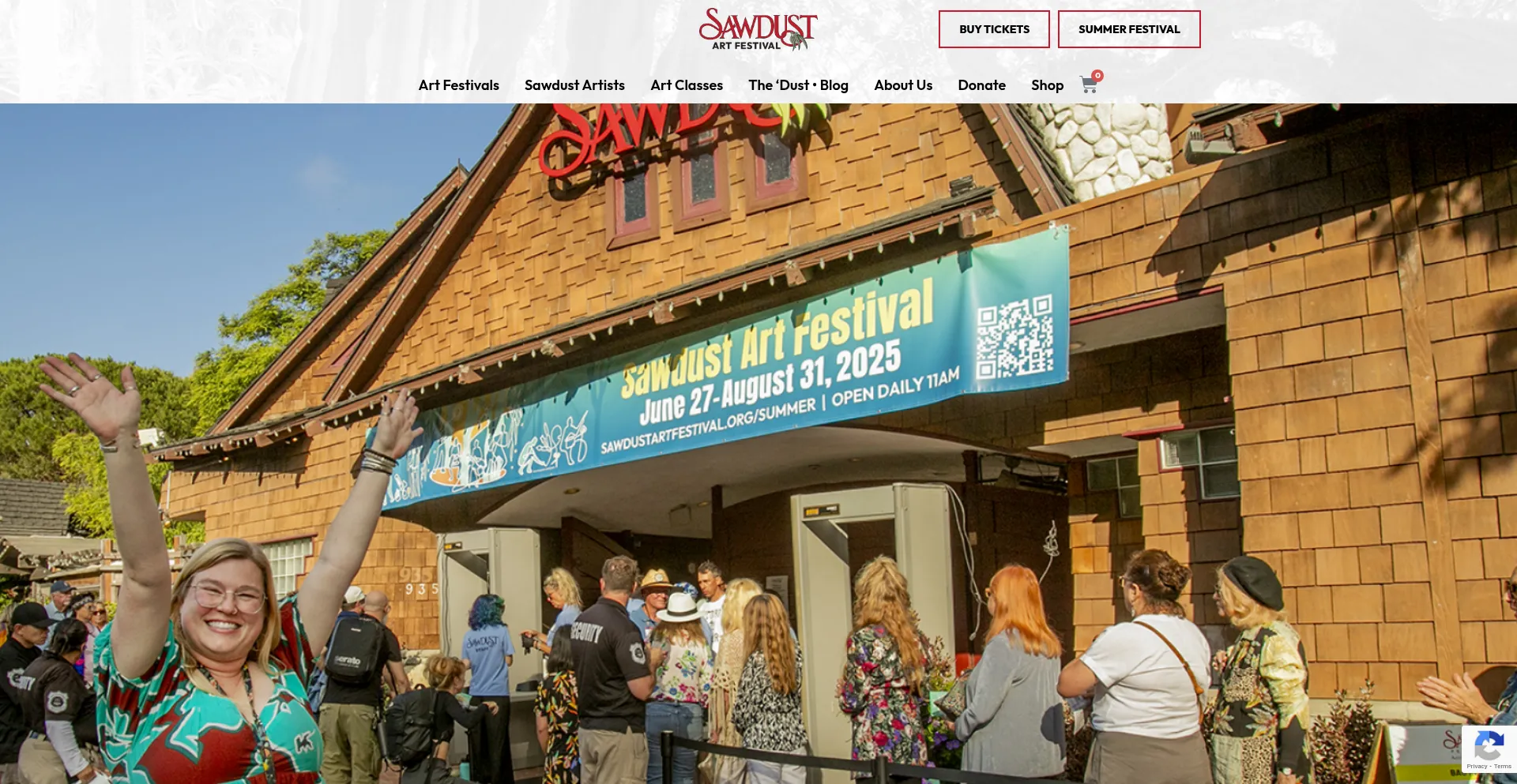 Website screenshot of Sawdustartfestival.org