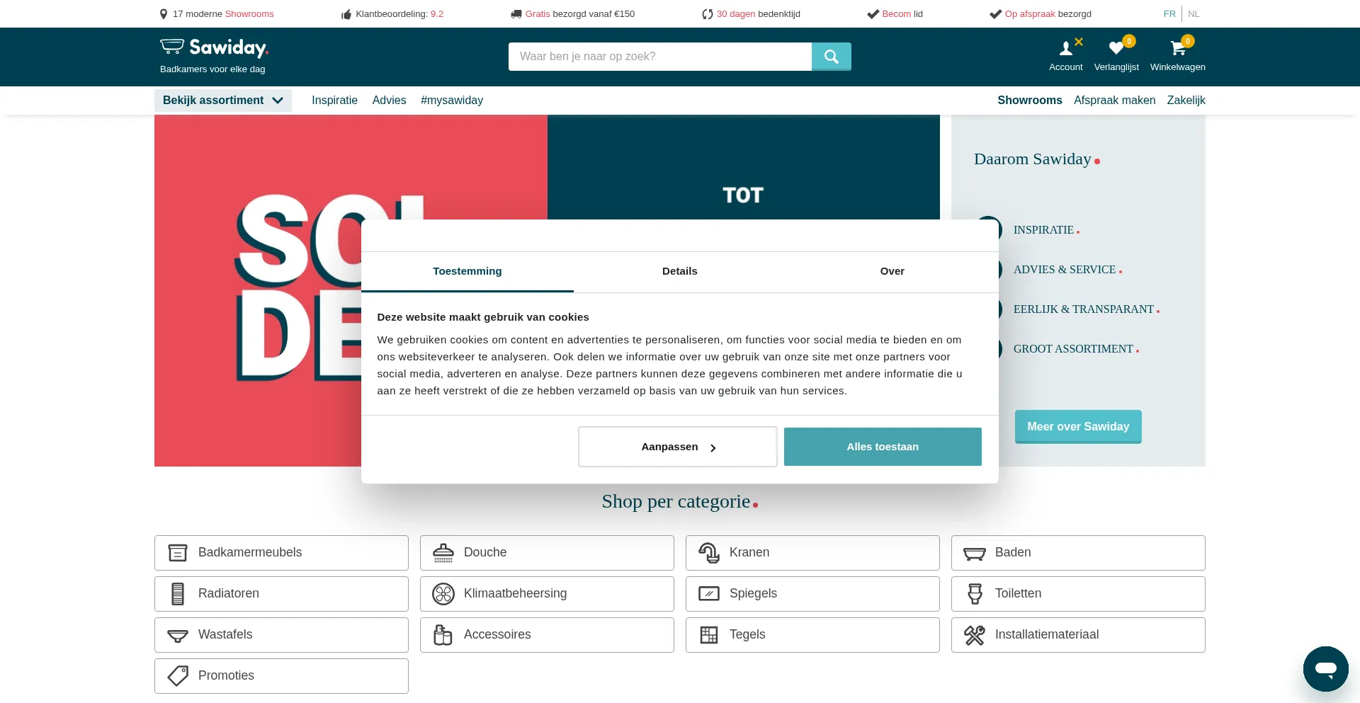 Website screenshot of Sawiday.be
