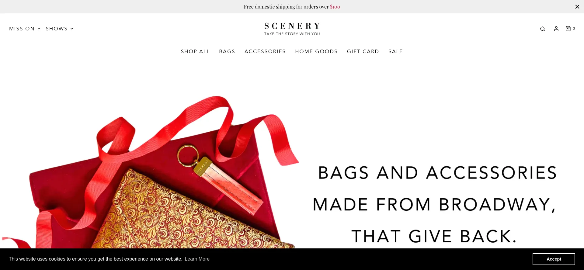 Website screenshot of Scenerybags.com