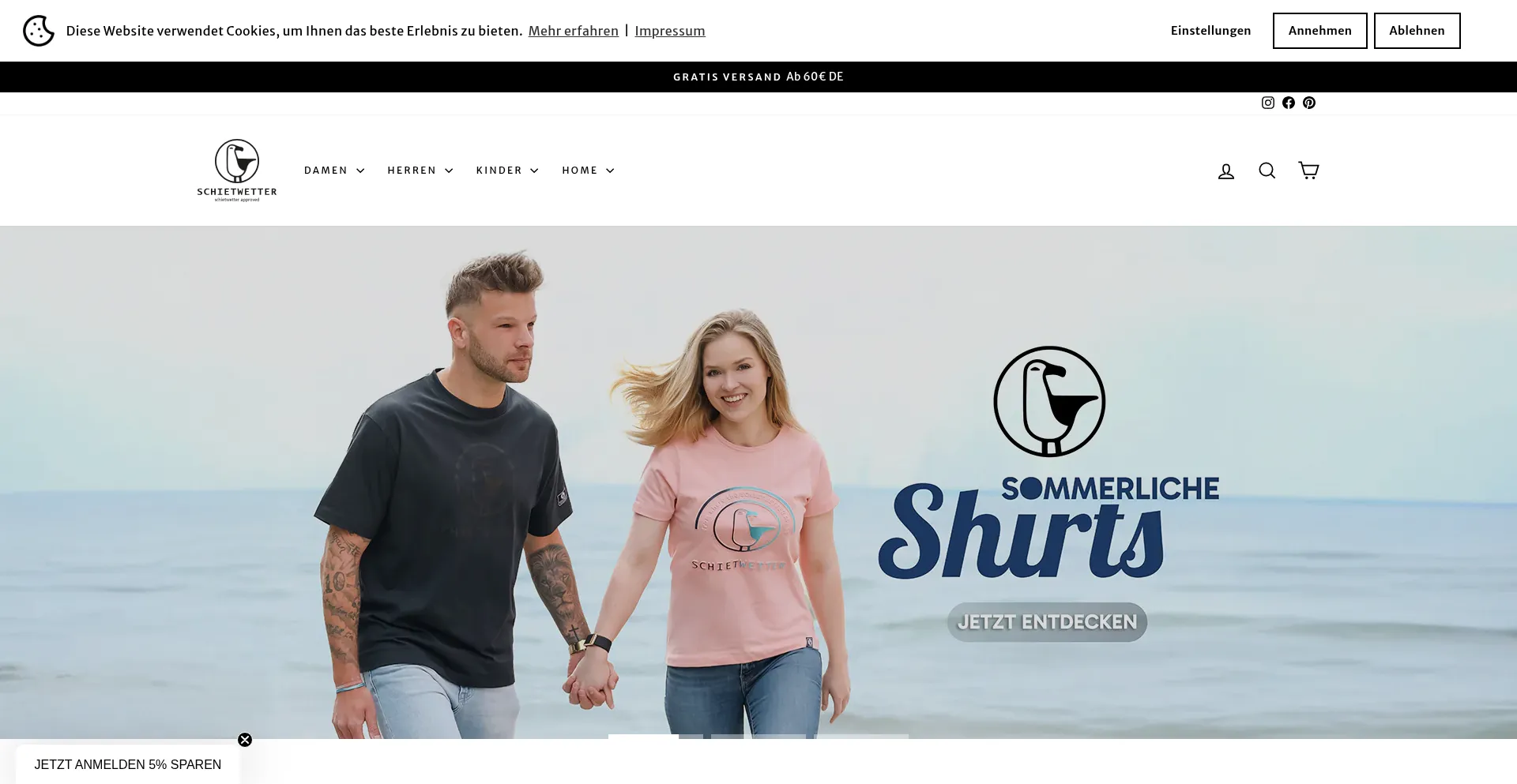Website screenshot of Schietwetter.de