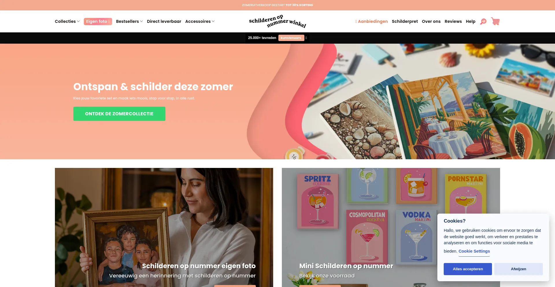 Website screenshot of Schilderenopnummerwinkel.nl