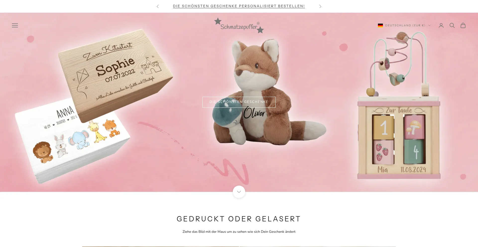Website screenshot of Schmatzepuffer.com