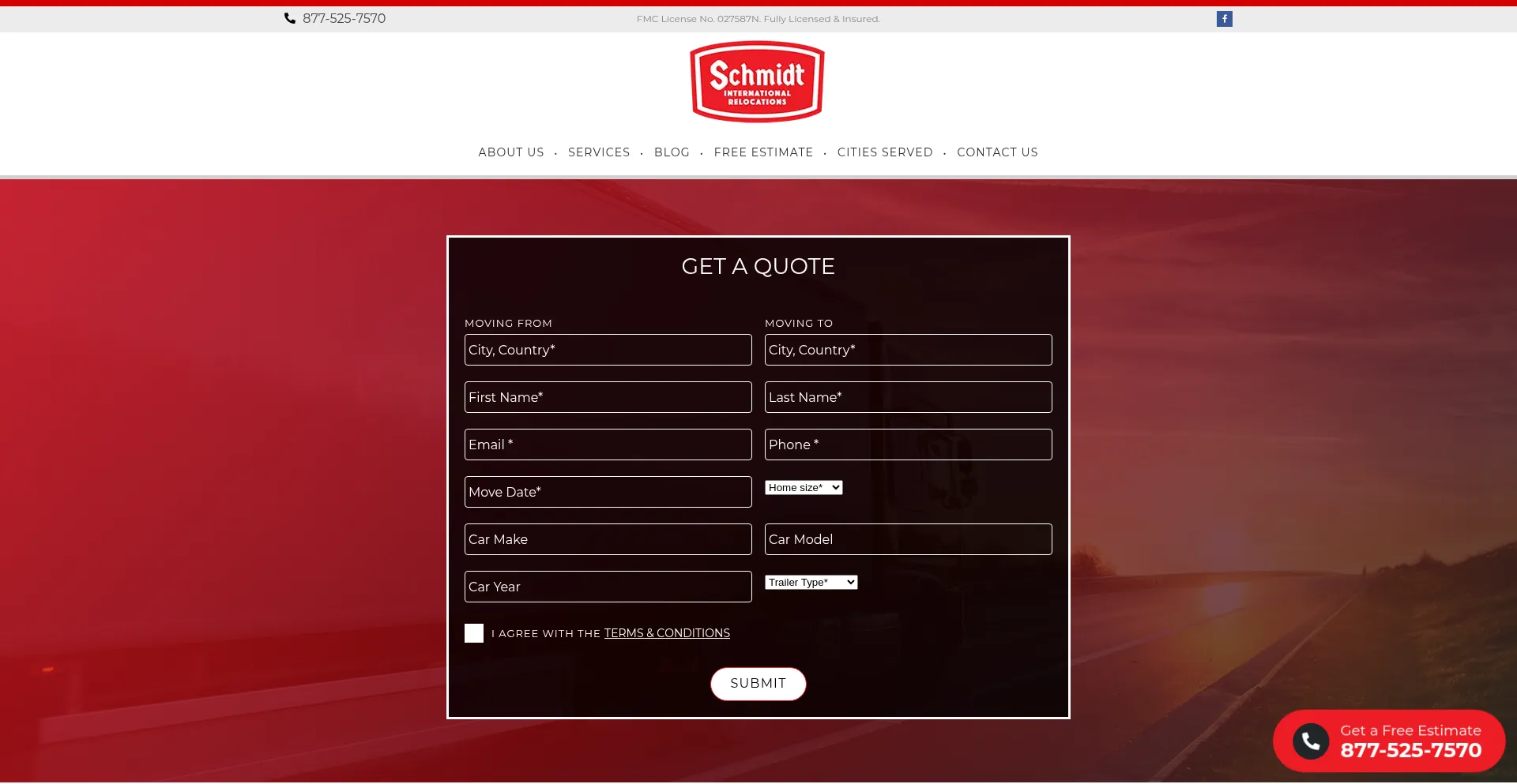 Website screenshot of Schmidtmovers.com