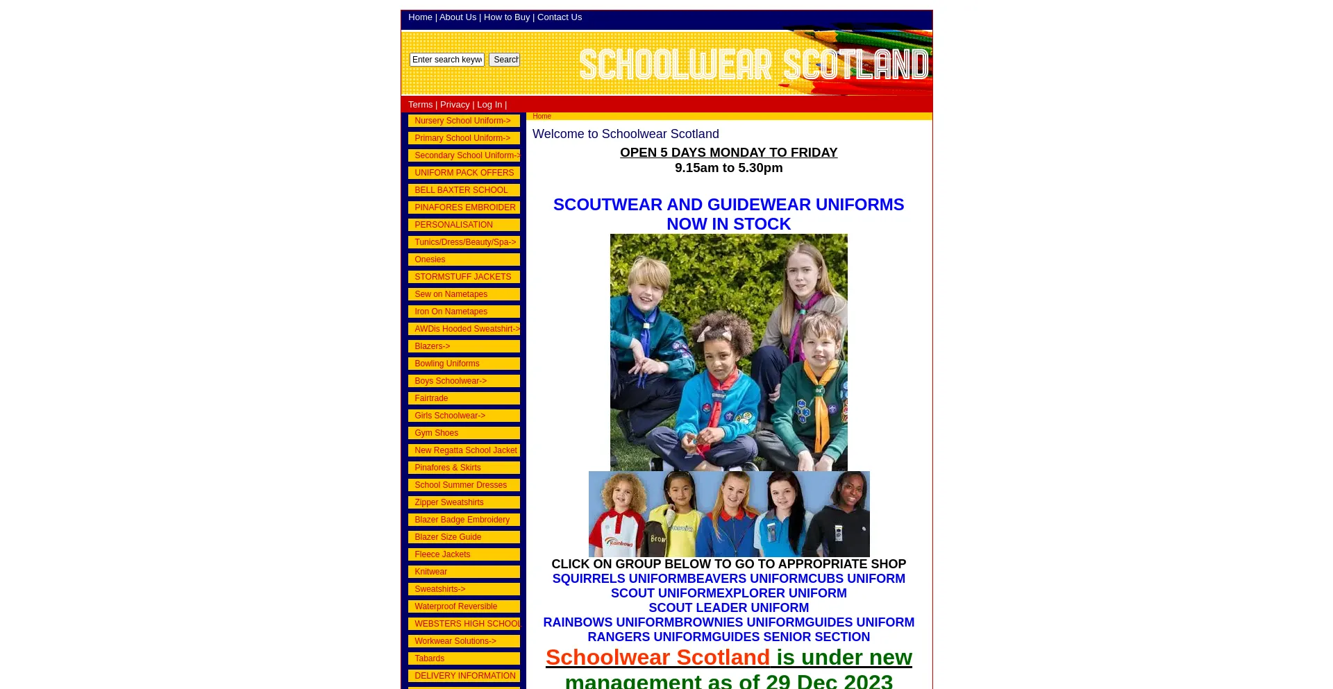 Website screenshot of Schoolwearscotland.co.uk