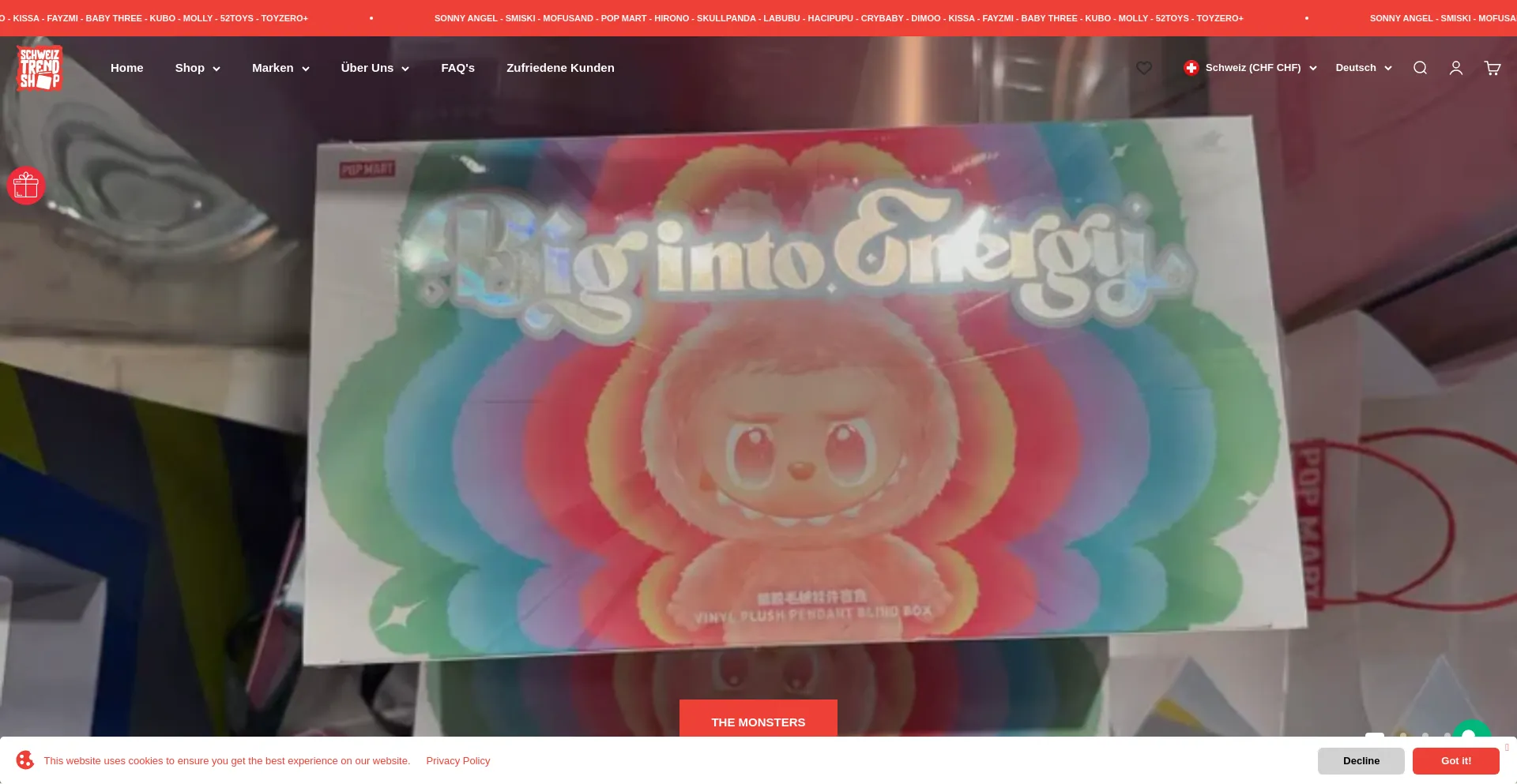 Website screenshot of Schweiztrendshop.ch