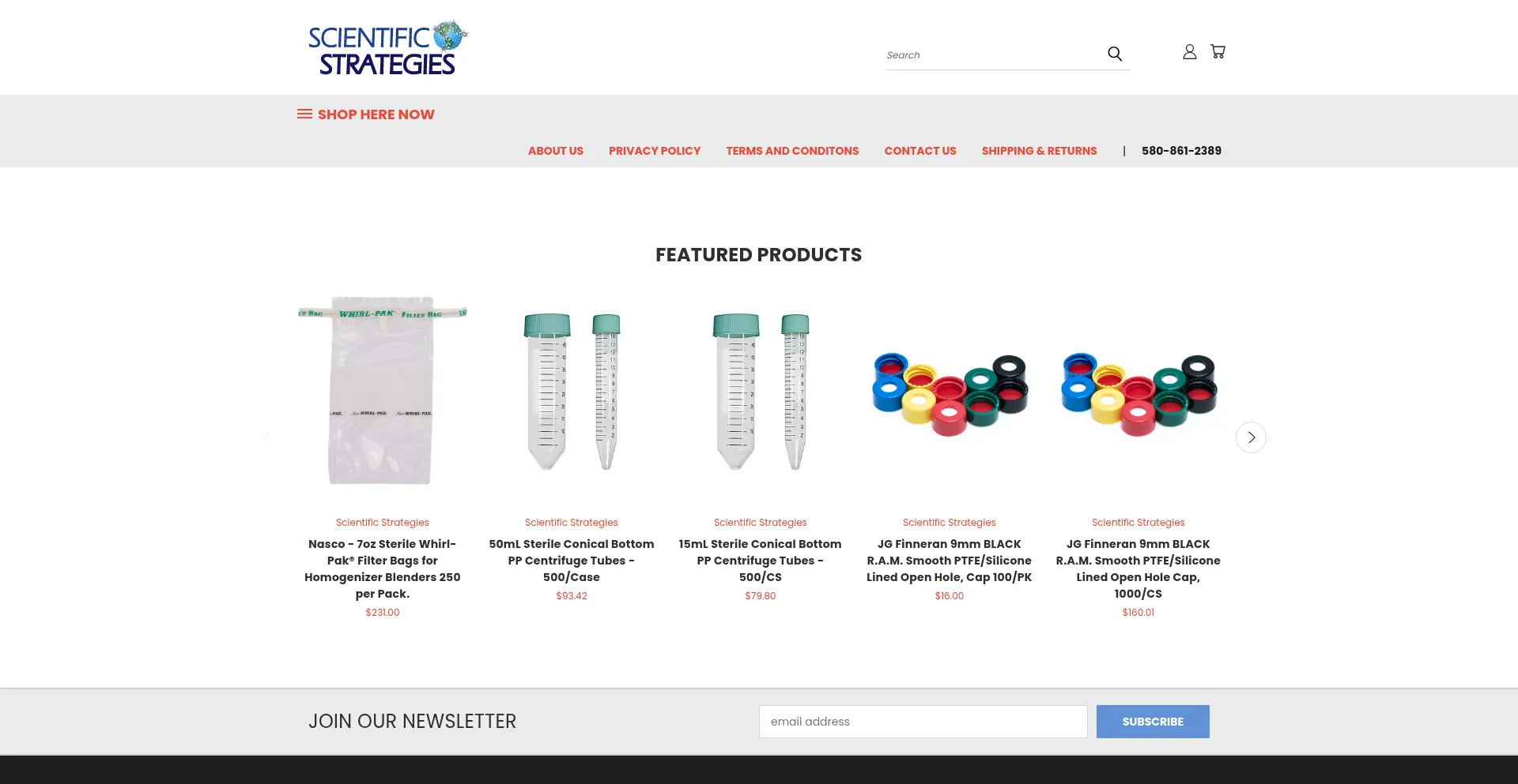 Website screenshot of Scientificstrategies.com