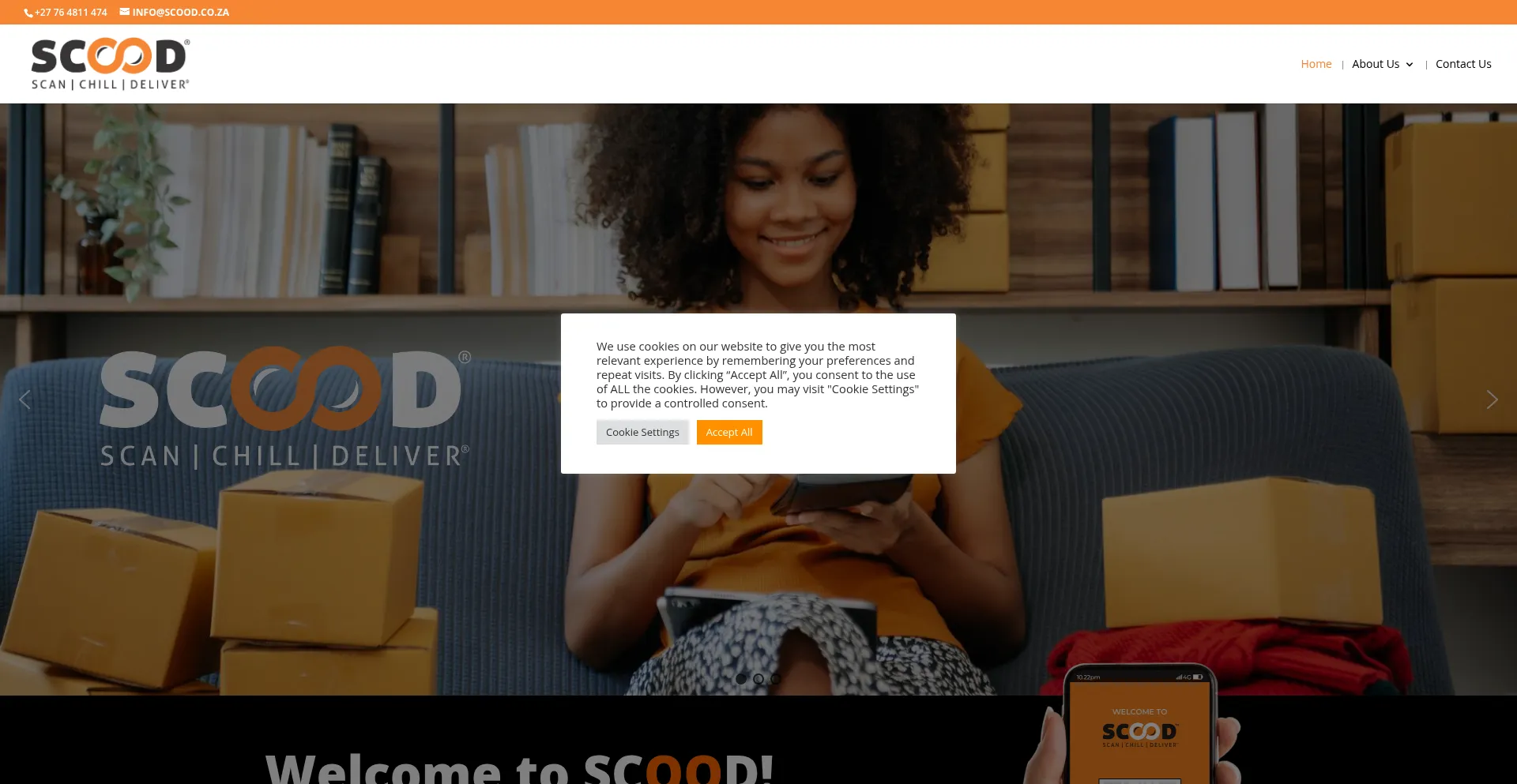 Website screenshot of Scood.co.za