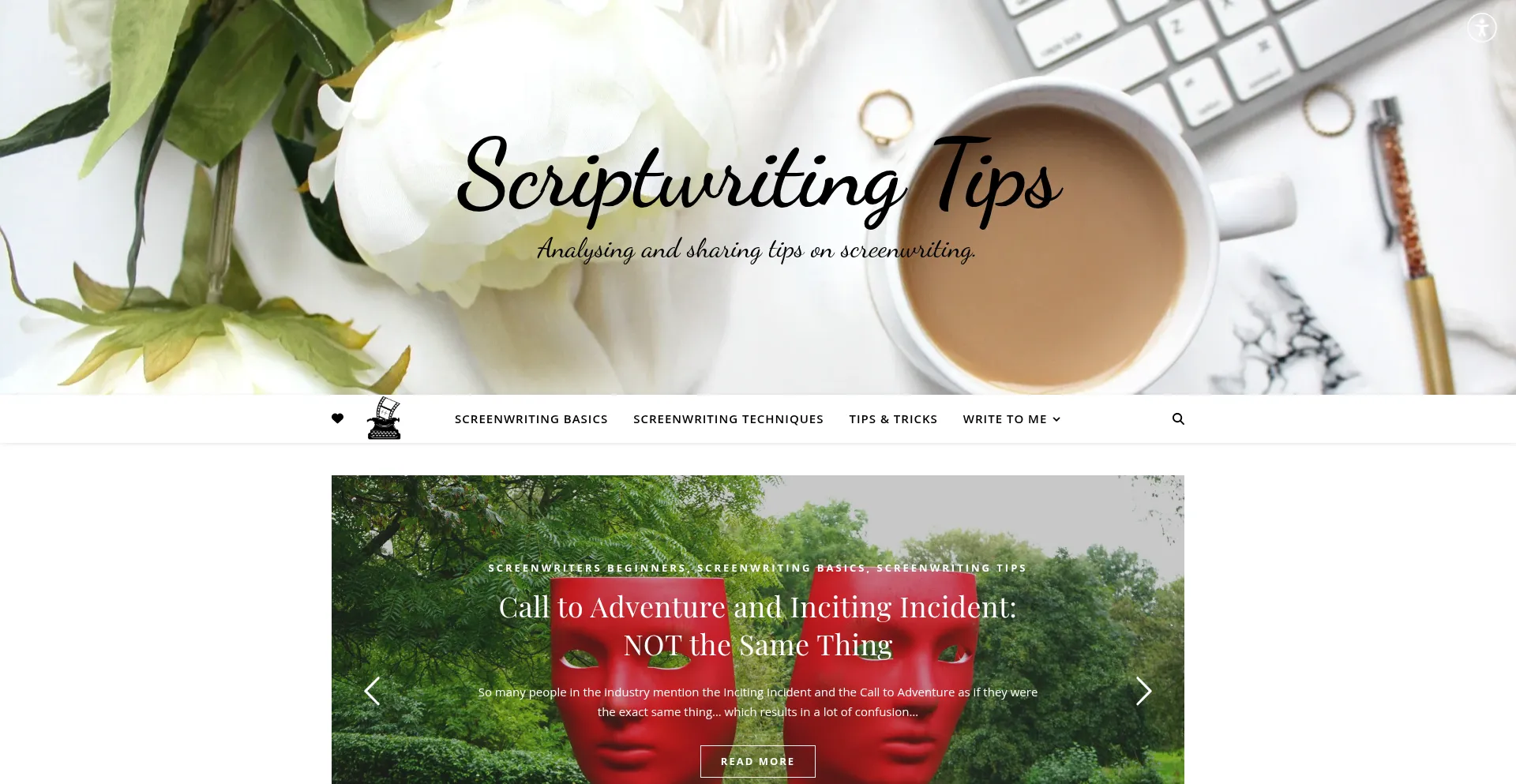 Website screenshot of Scriptwritingtips.com