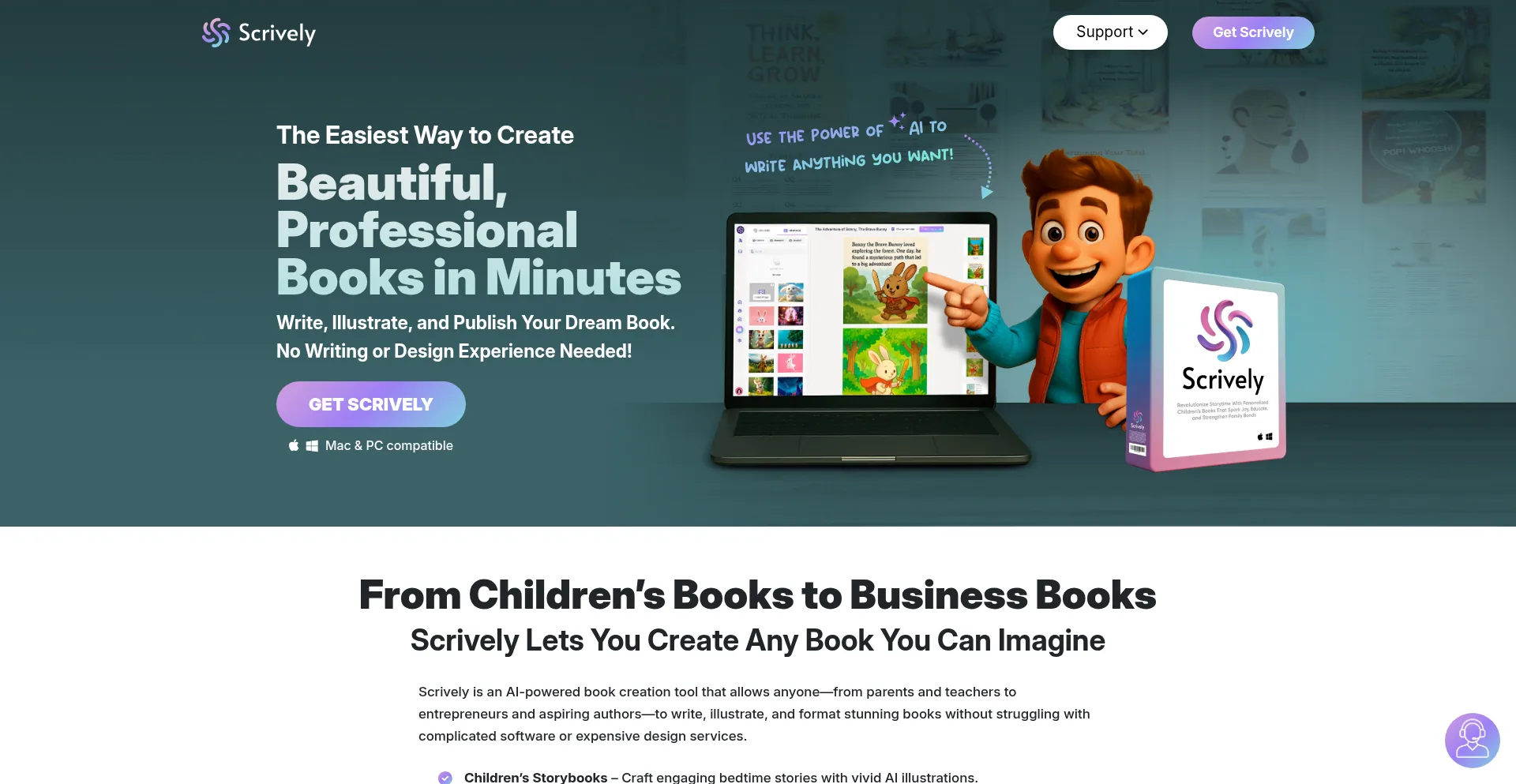 Website screenshot of Scrively.com