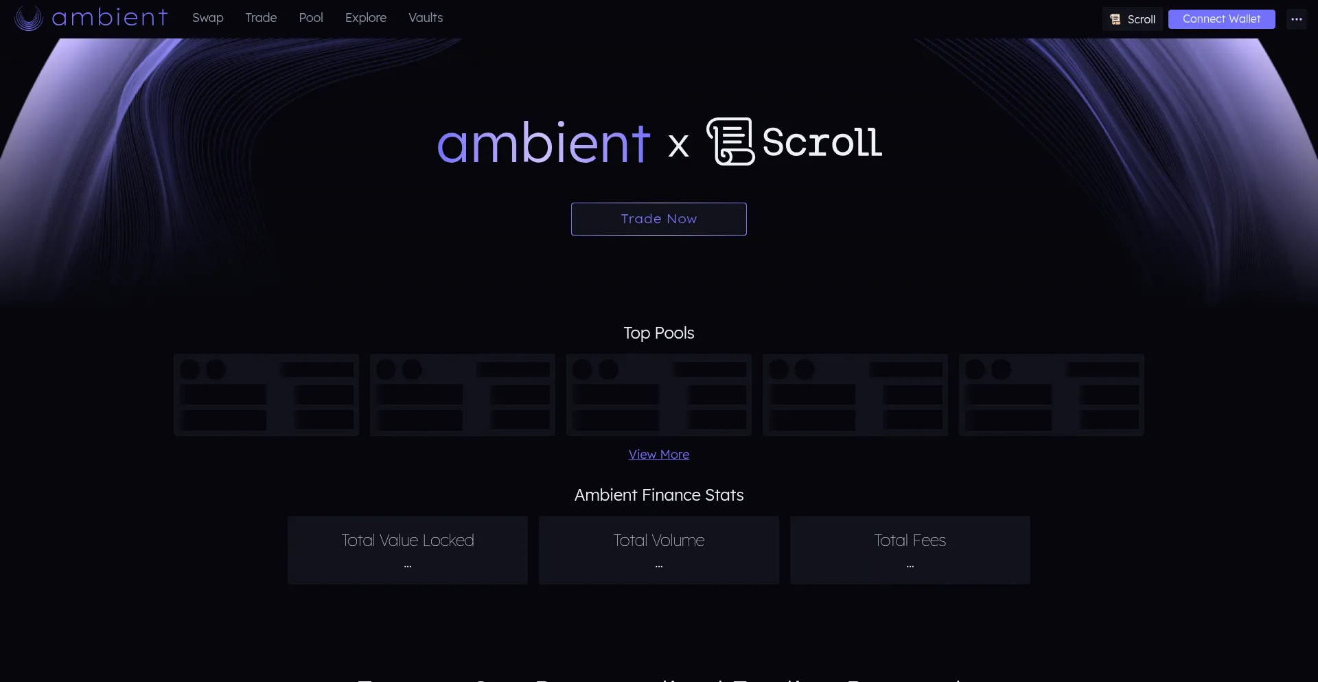 Website screenshot of Scroll-us.ambient.finance