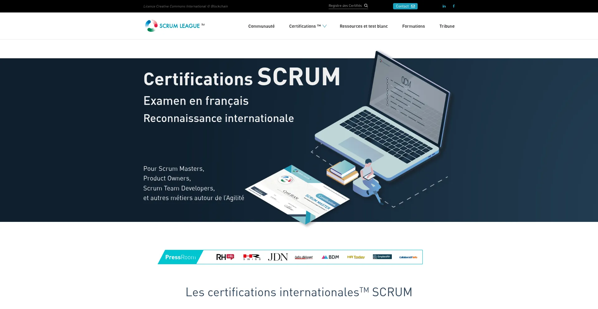 Website screenshot of Scrum-league.org