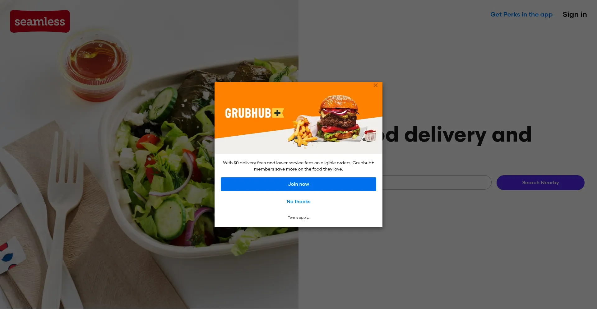 Seamless.com Screenshot